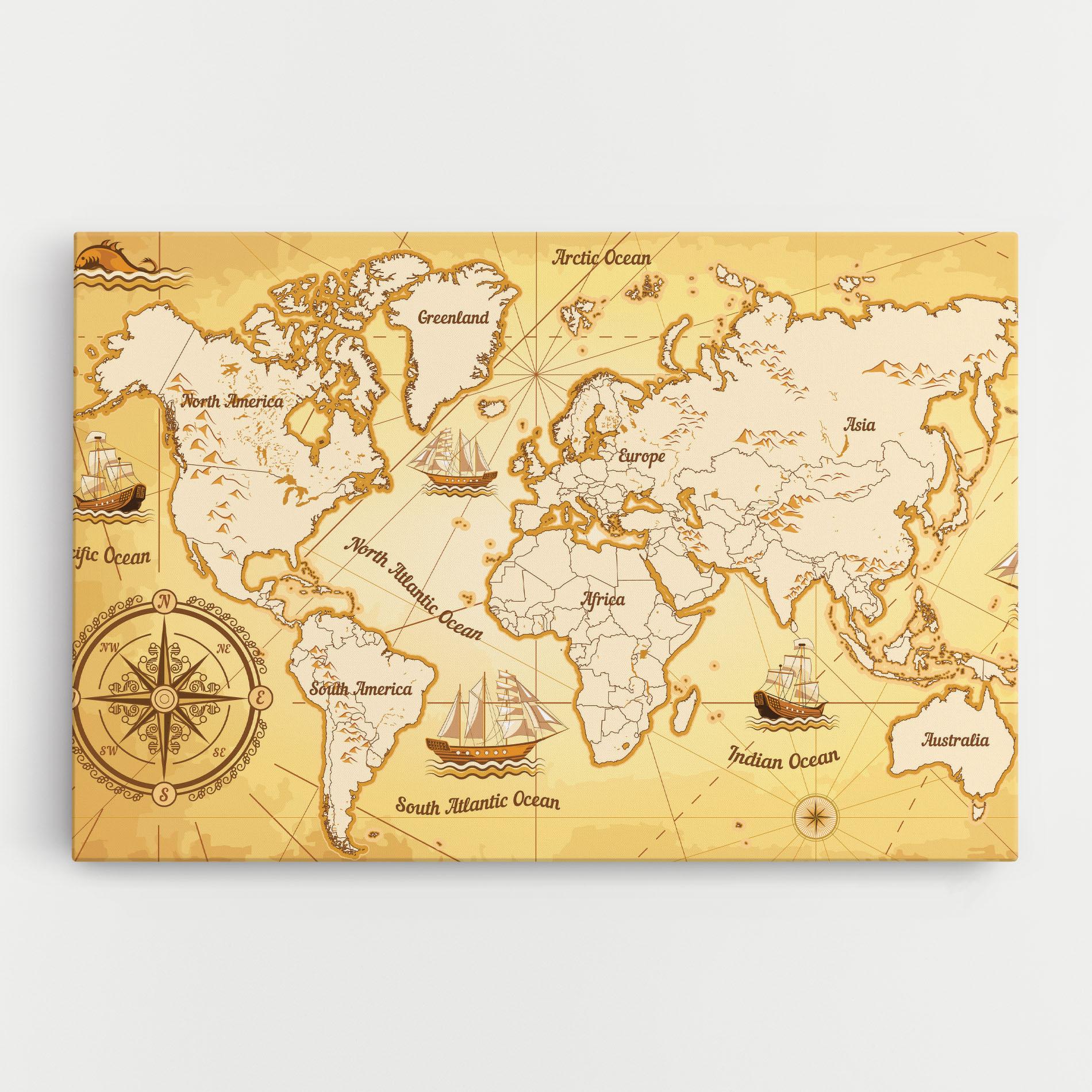 Tablou Canvas Gold Vintage Map mockup 0