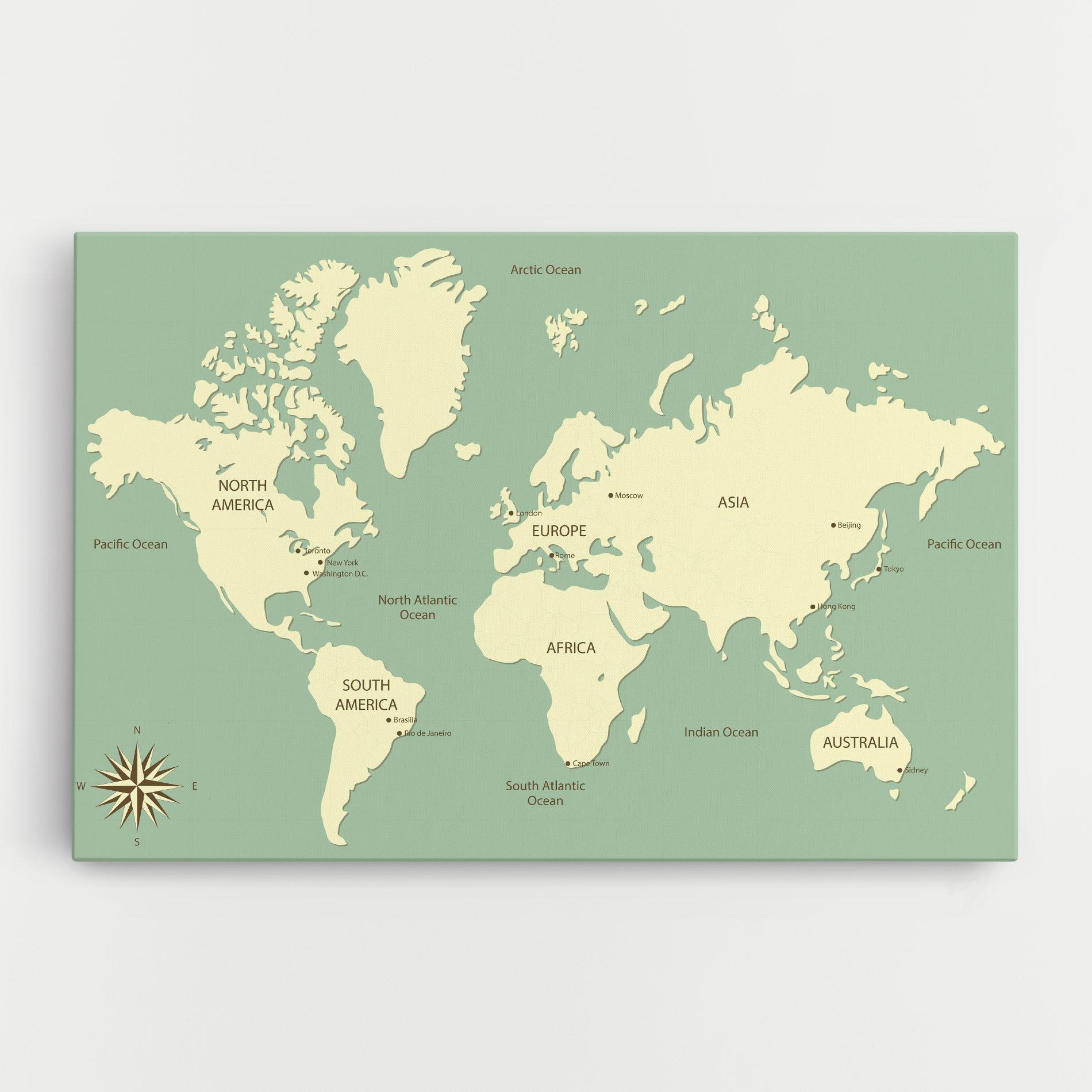 Tablou Canvas Green Cream Map mockup 0