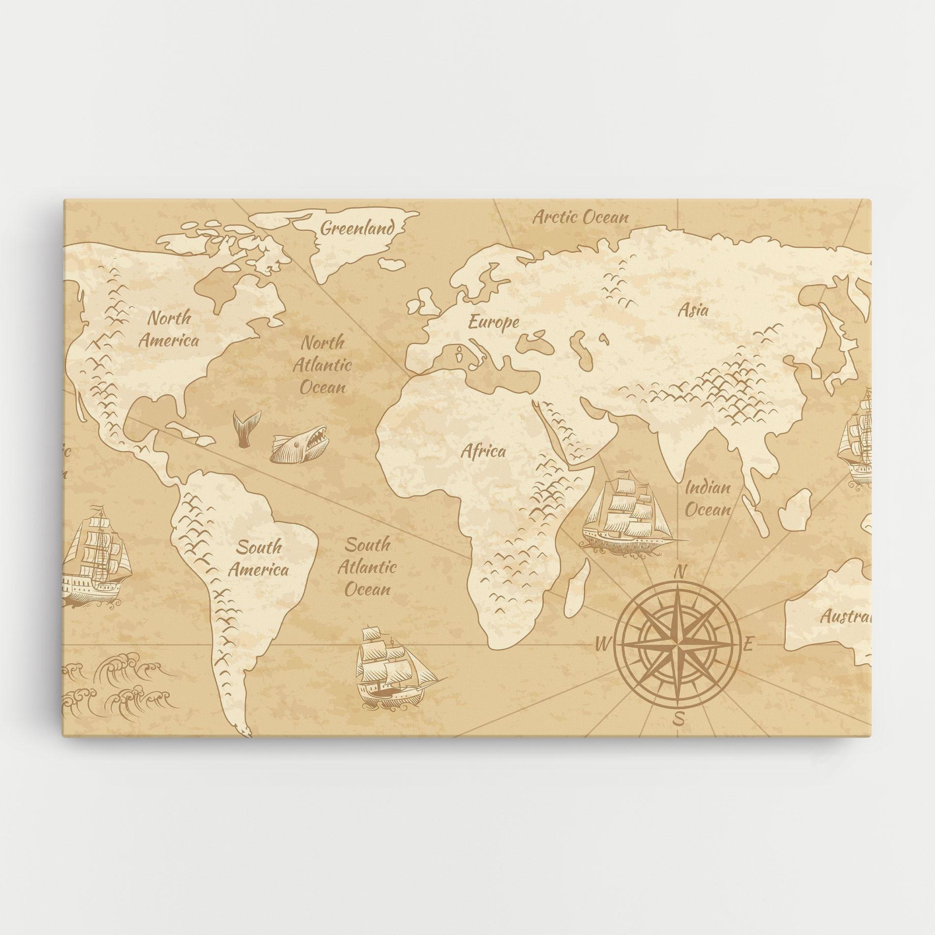 Tablou Canvas Old Continents Map mockup 0
