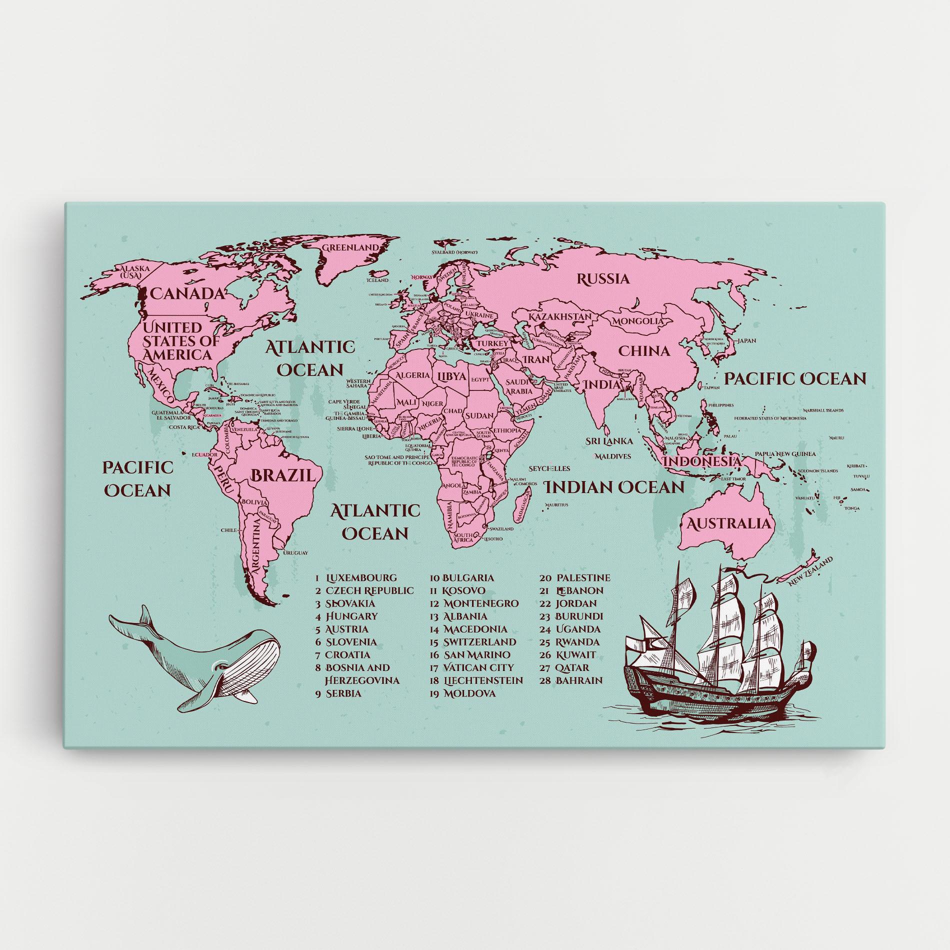 Tablou Canvas Pink Pirate Map mockup 0
