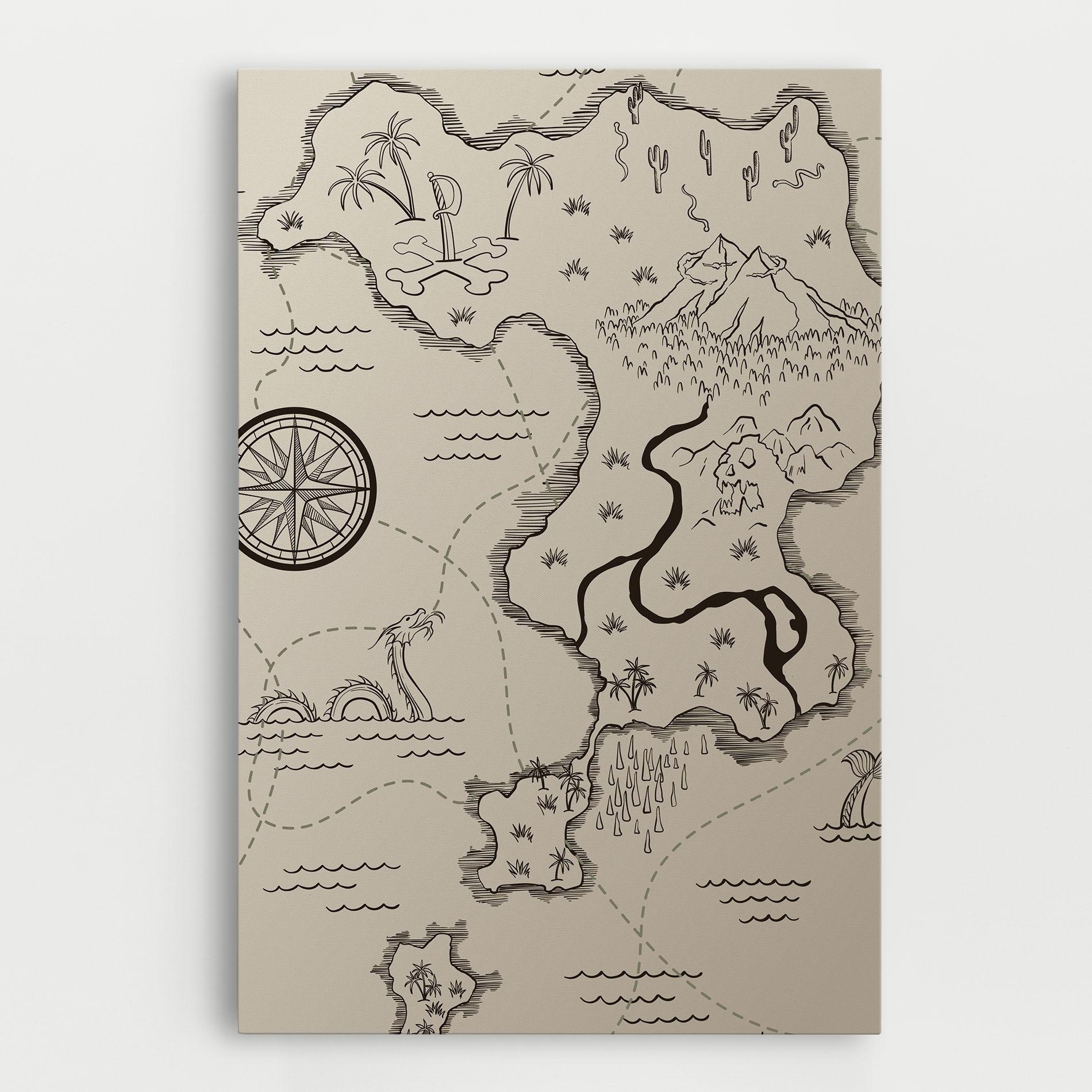 Tablou Canvas Cream Island Map mockup 0