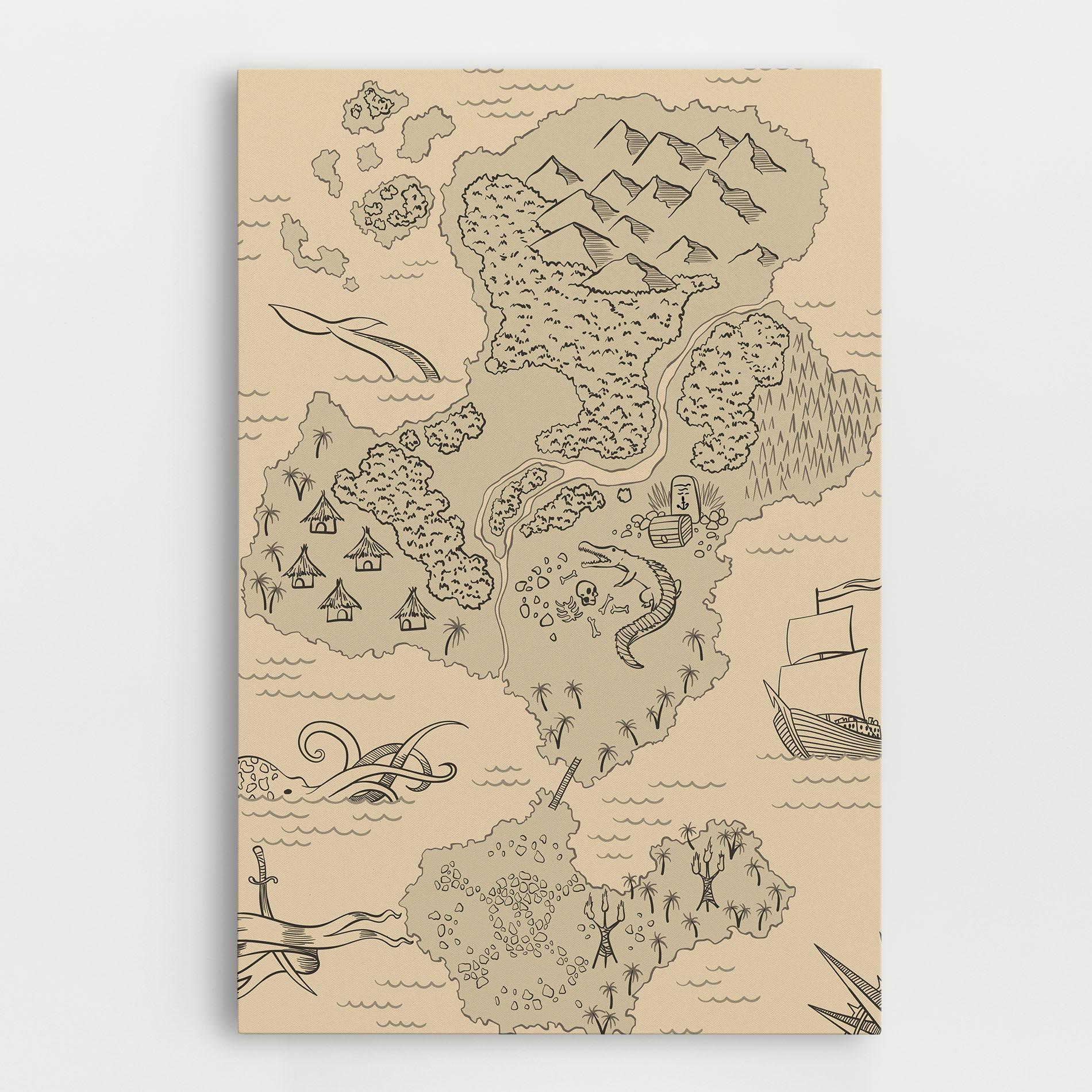 Tablou Canvas Island Old Map mockup 0