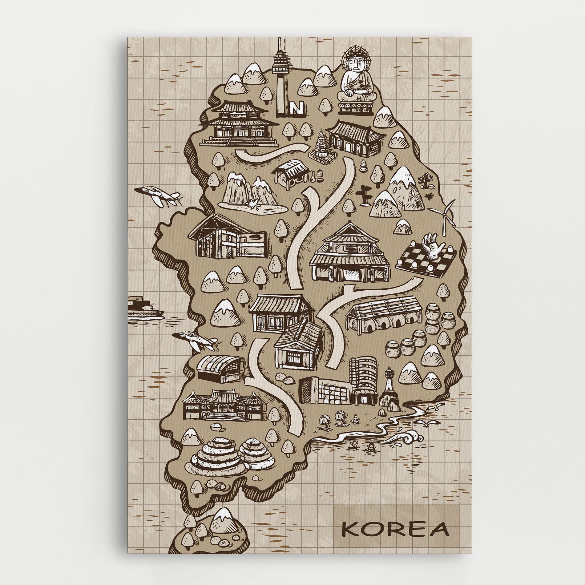 Tablou Canvas Old Korea Map mockup 0