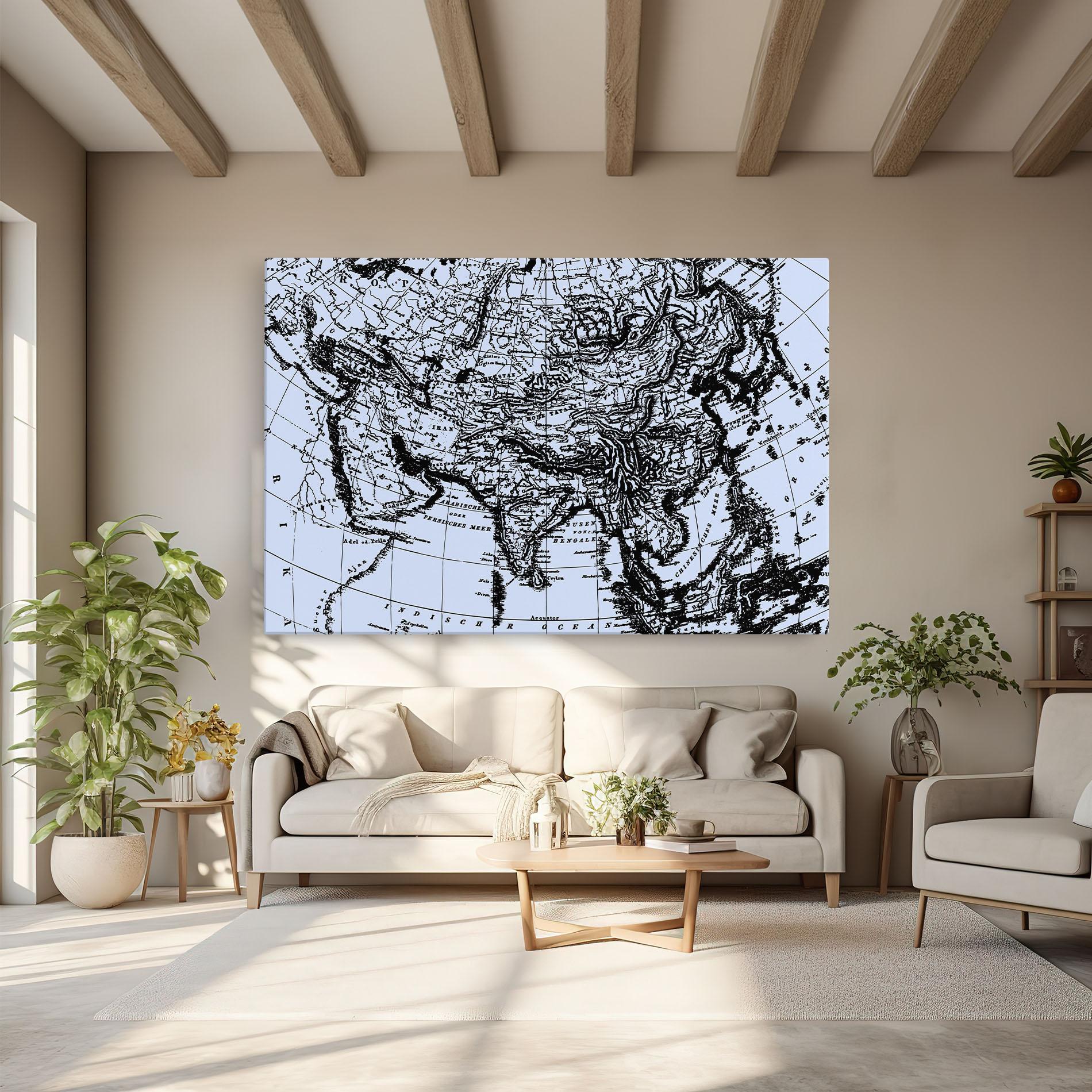 Tablou Canvas Blue Old Map mockup 6