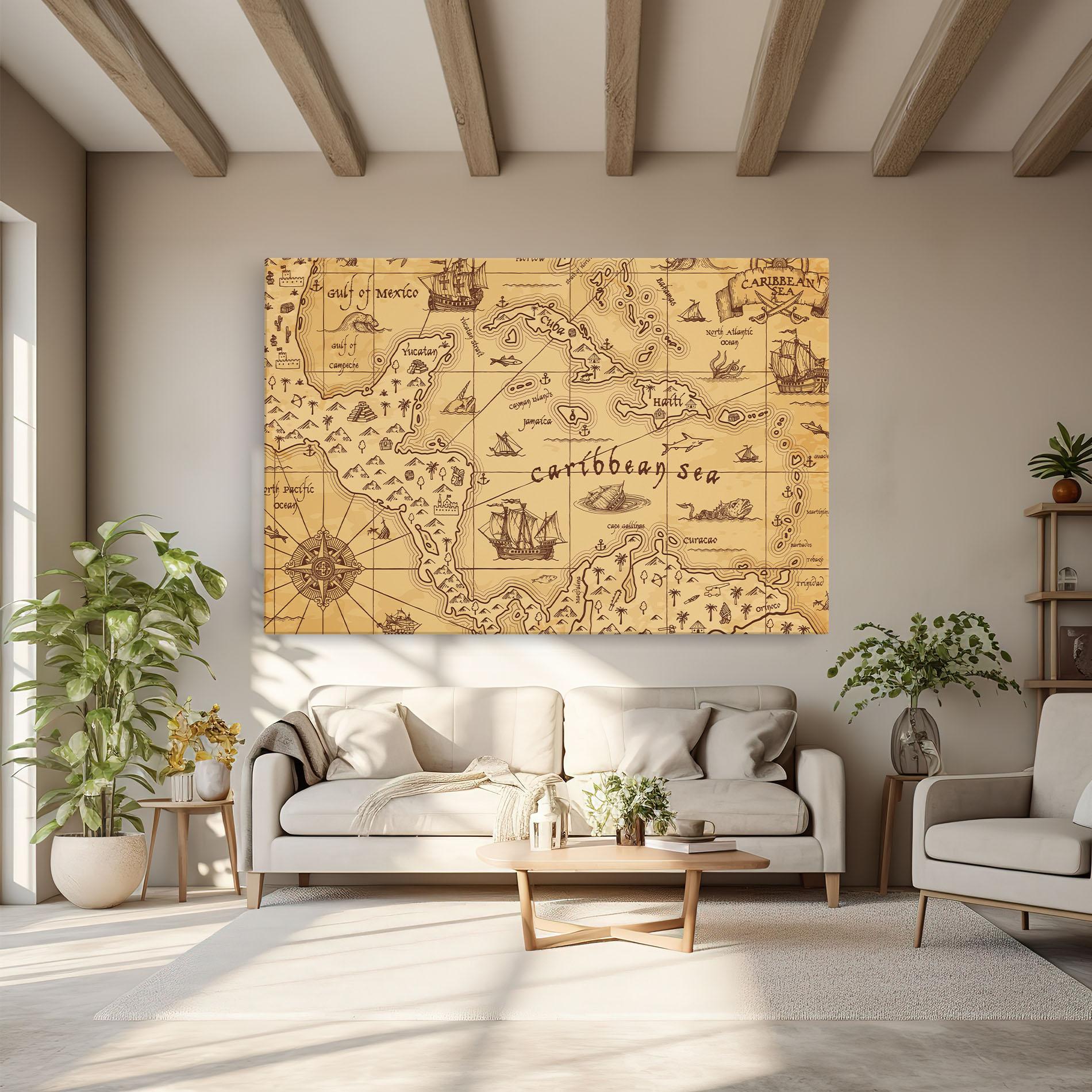 Tablou Canvas Caribbean Sea Map mockup 6