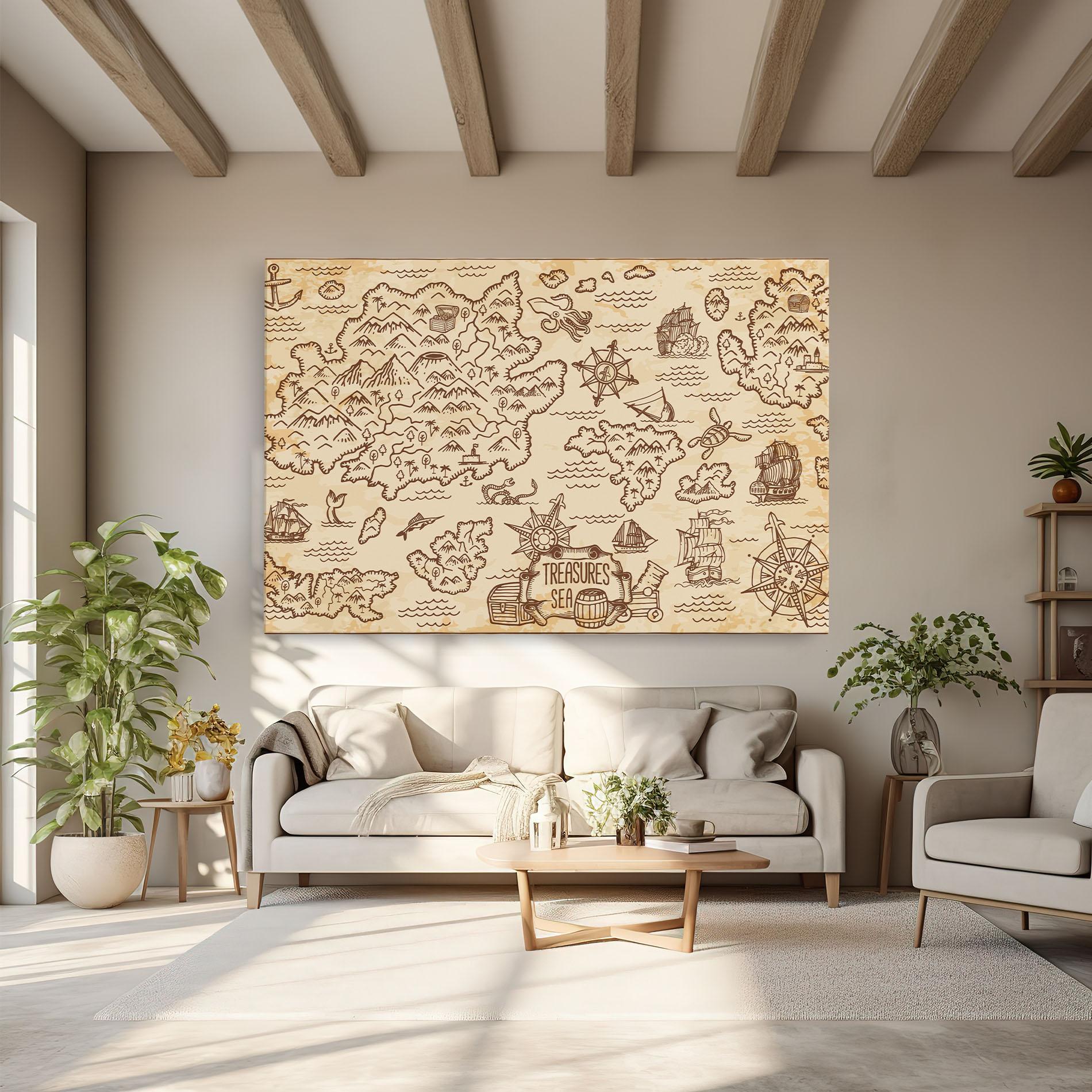 Tablou Canvas Cream Coffee Map mockup 6