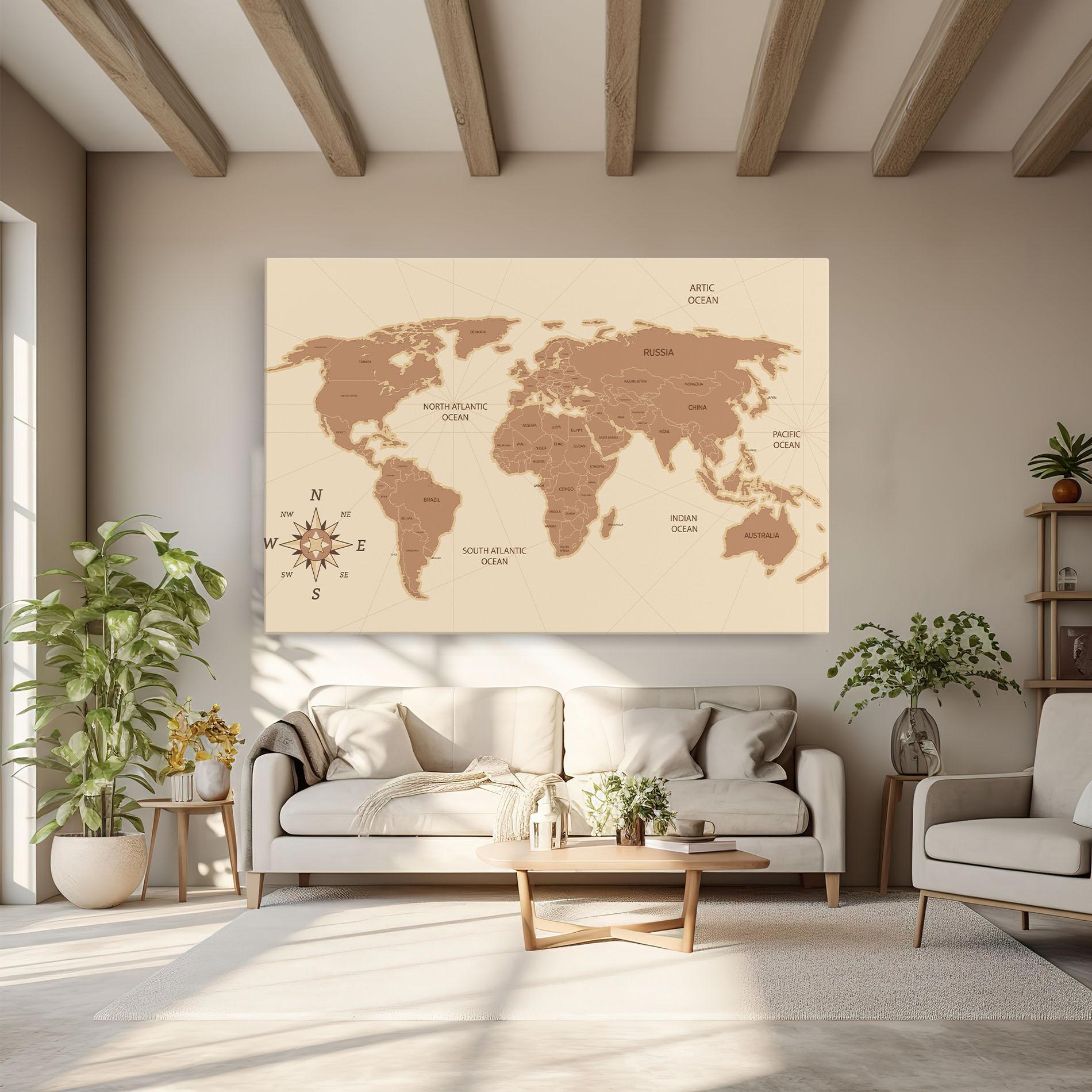 Tablou Canvas Cream Map Vintage mockup 6