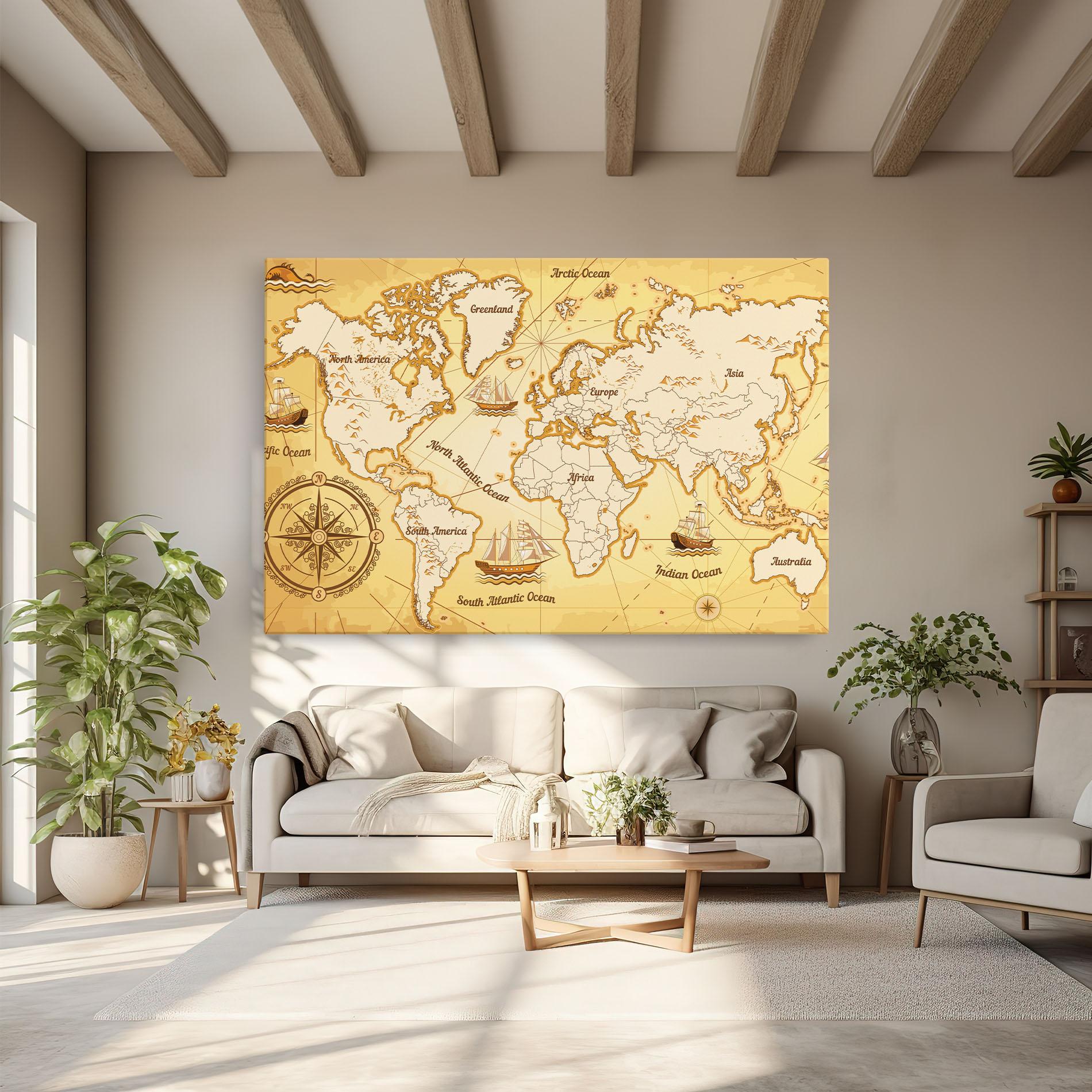 Tablou Canvas Gold Vintage Map mockup 6