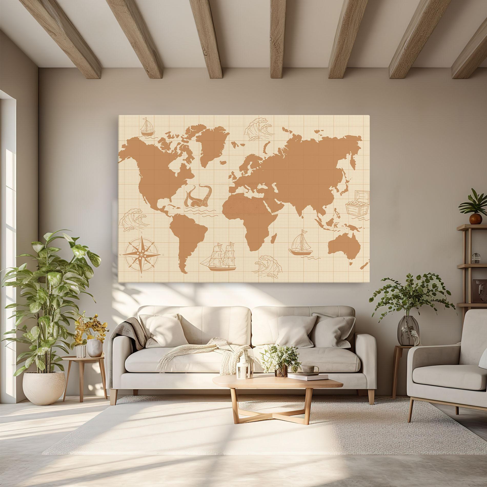 Tablou Canvas Light Cream Map mockup 6
