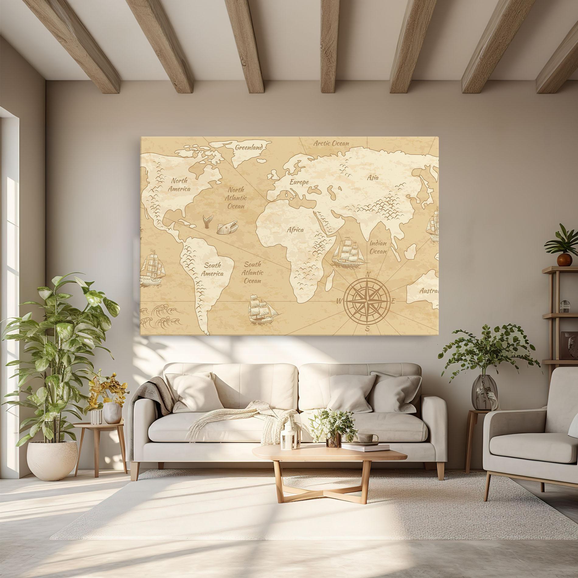 Tablou Canvas Old Continents Map mockup 6