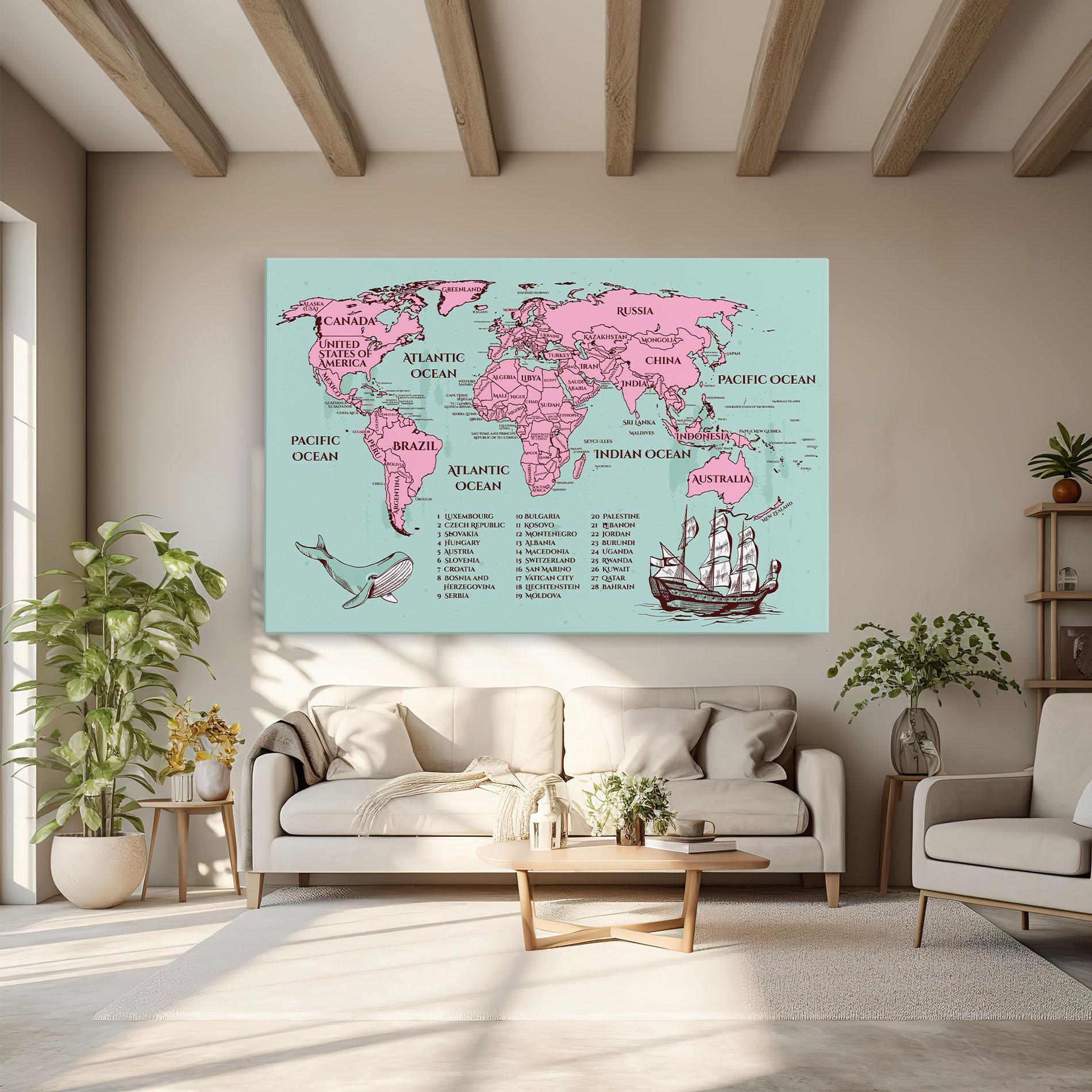 Tablou Canvas Pink Pirate Map mockup 6