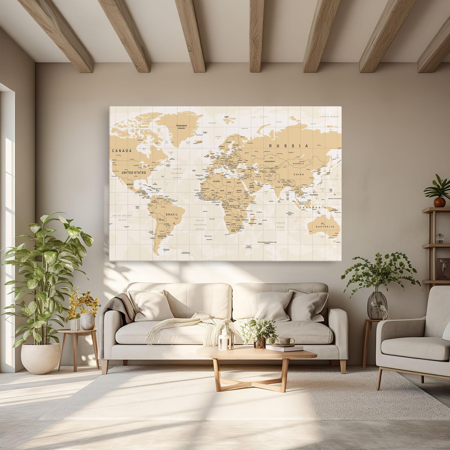 Tablou Canvas World Old Map mockup 6