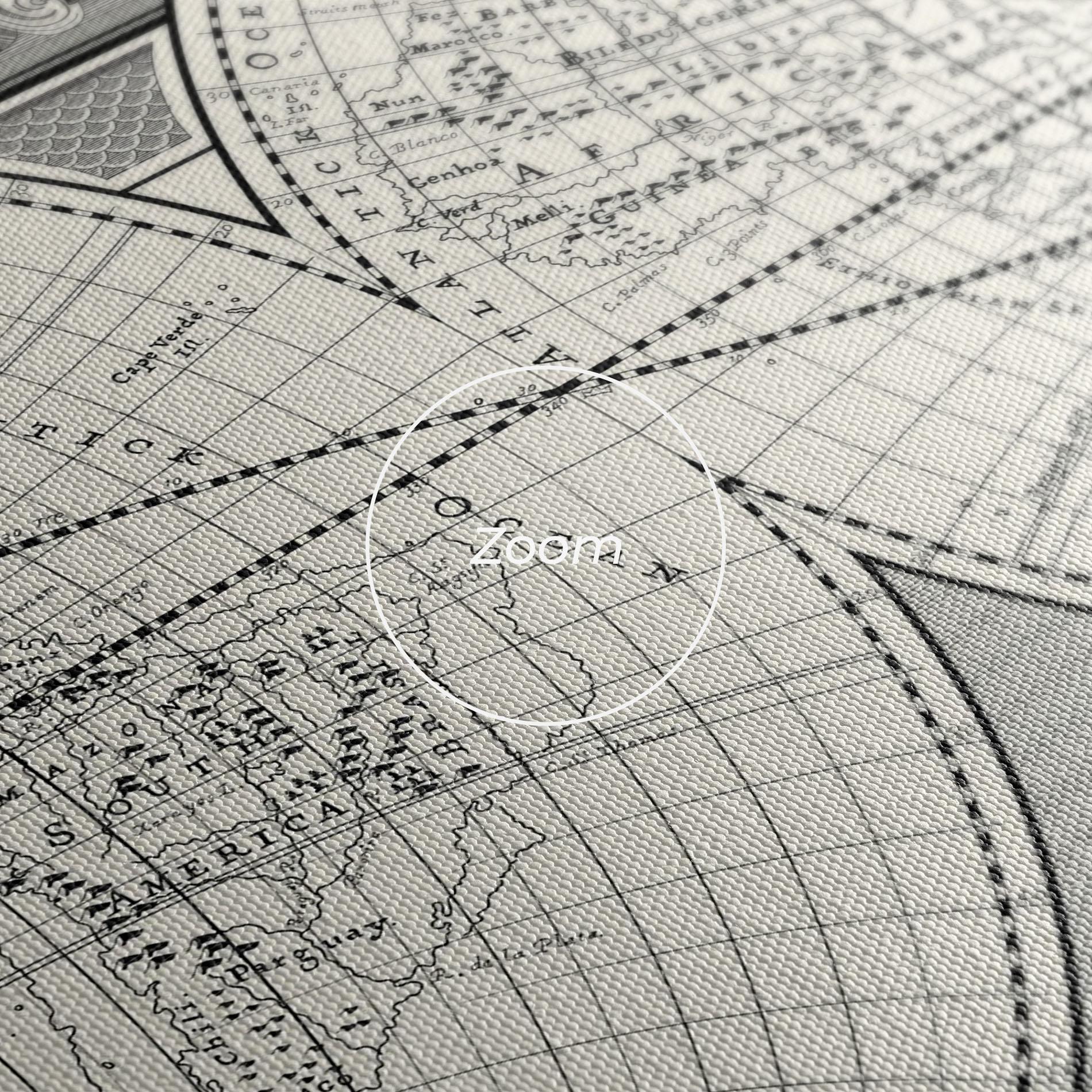 Tablou Canvas Black White Map mockup 3