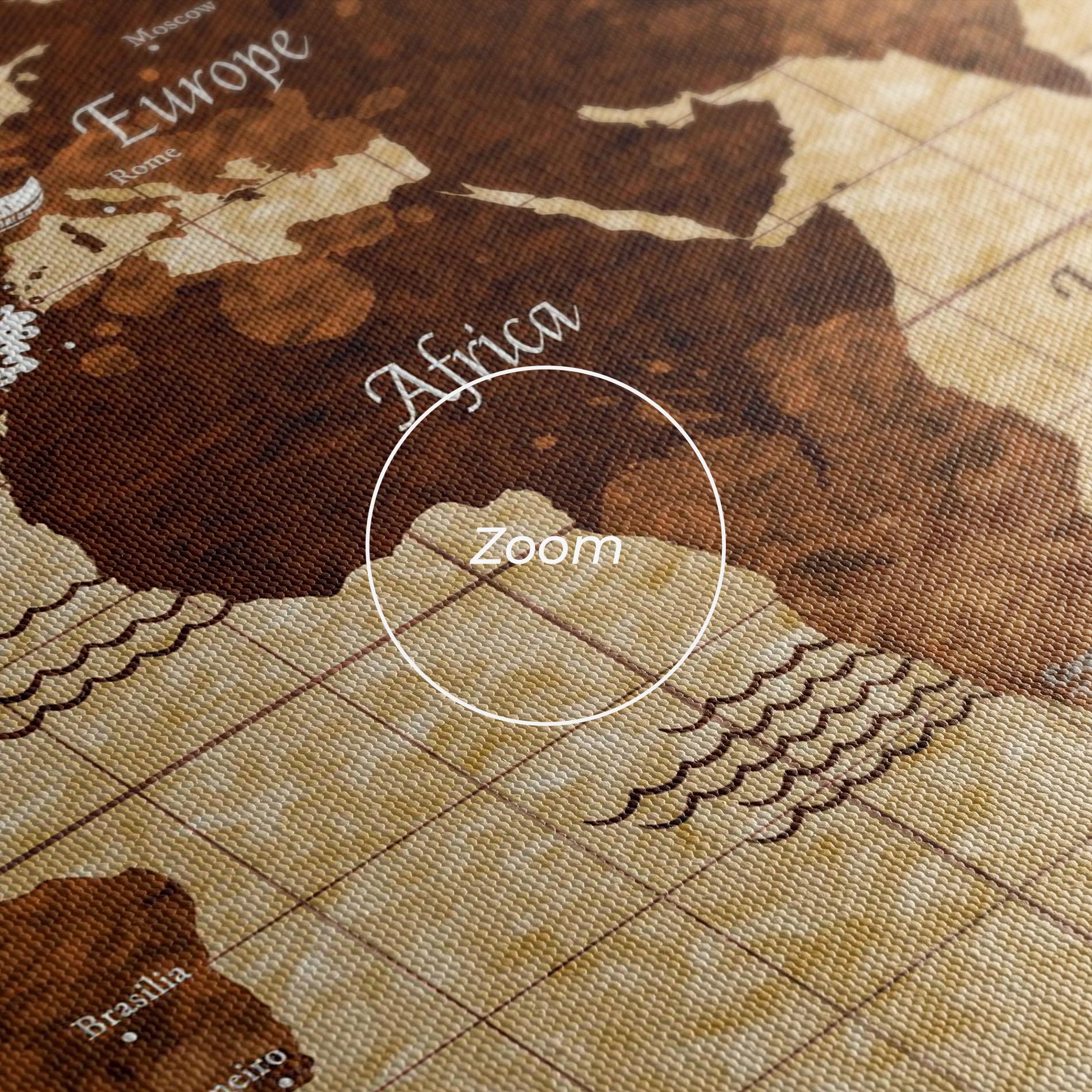 Tablou Canvas Brown Old Map mockup 3