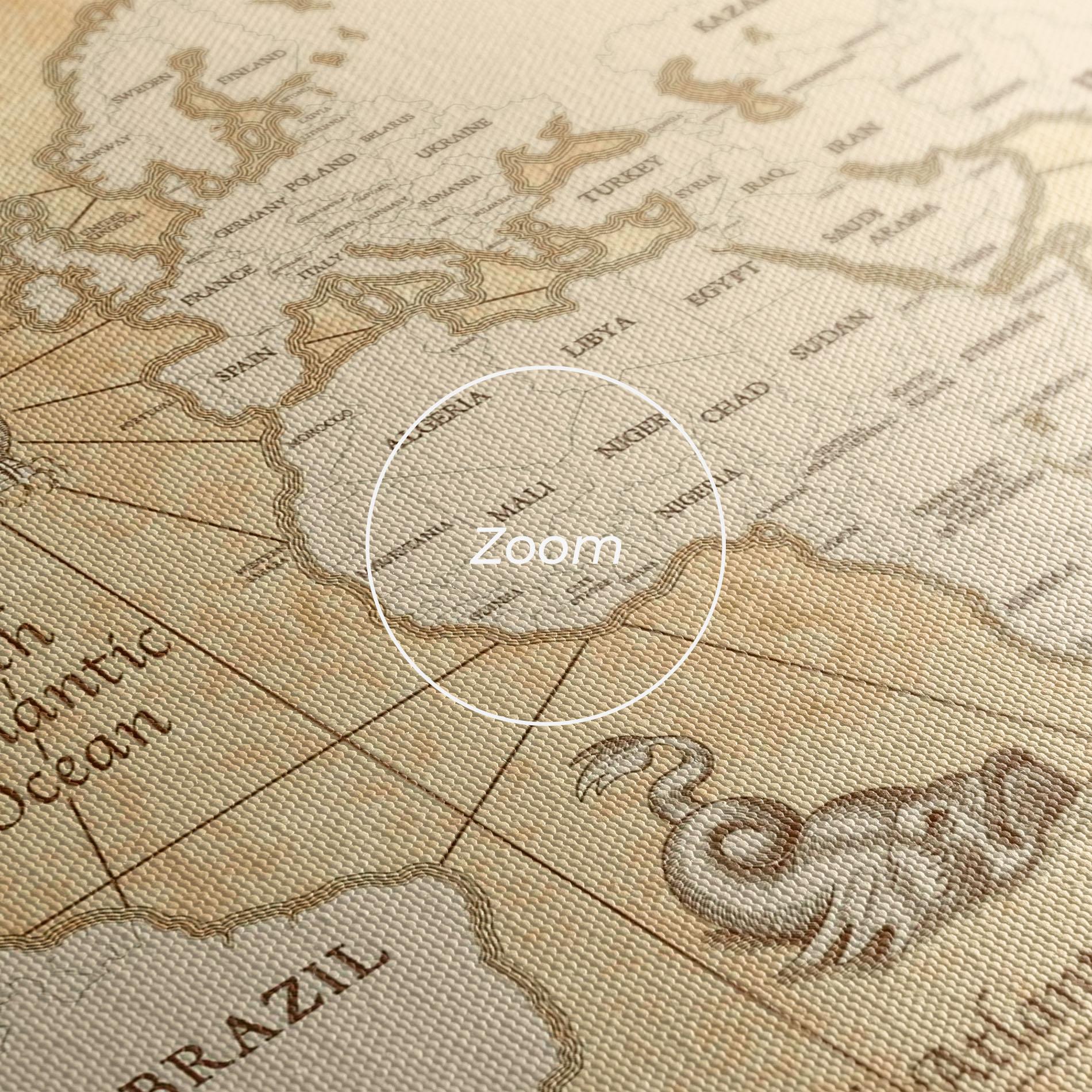 Tablou Canvas Cream Old Map mockup 3