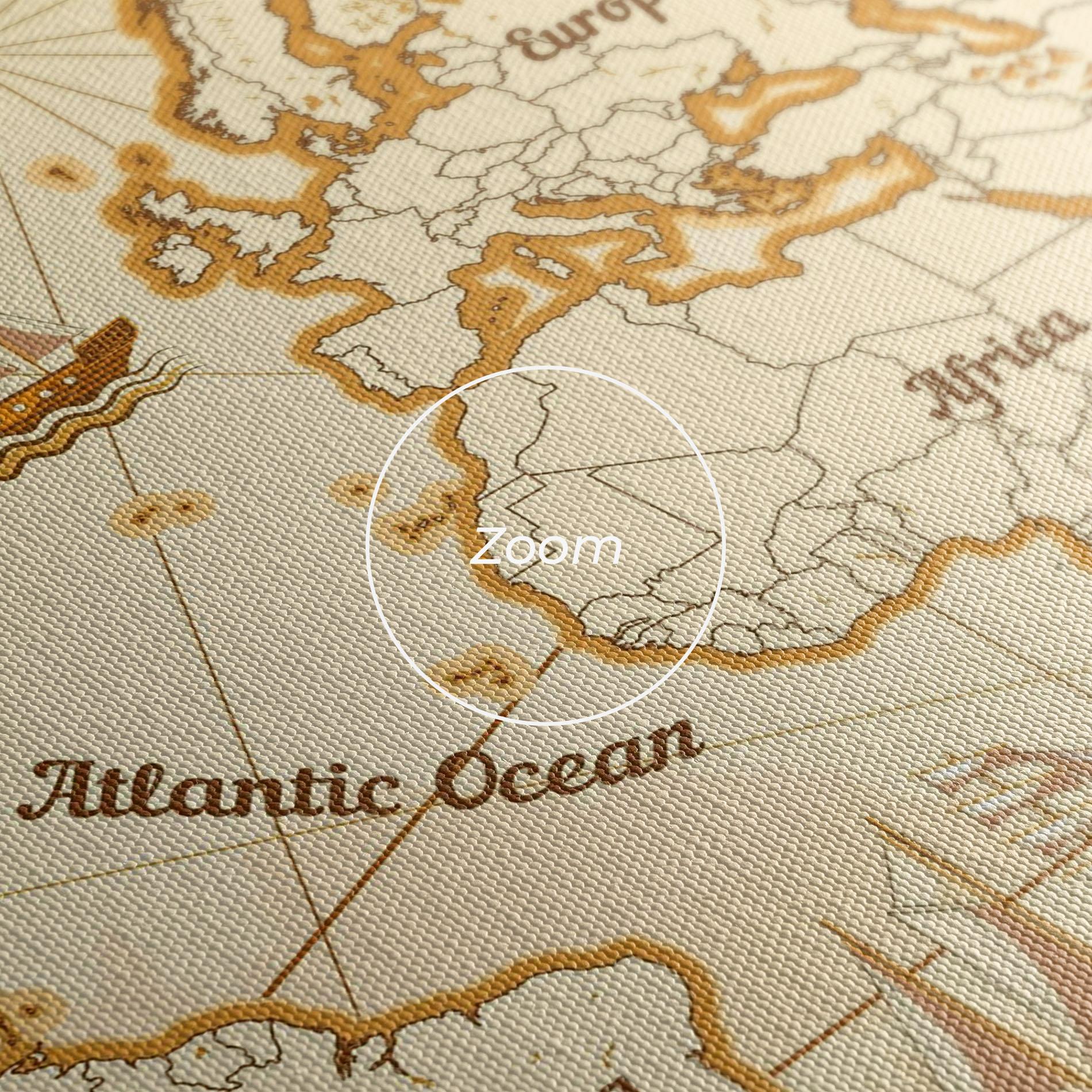 Tablou Canvas Gold Old Map mockup 3