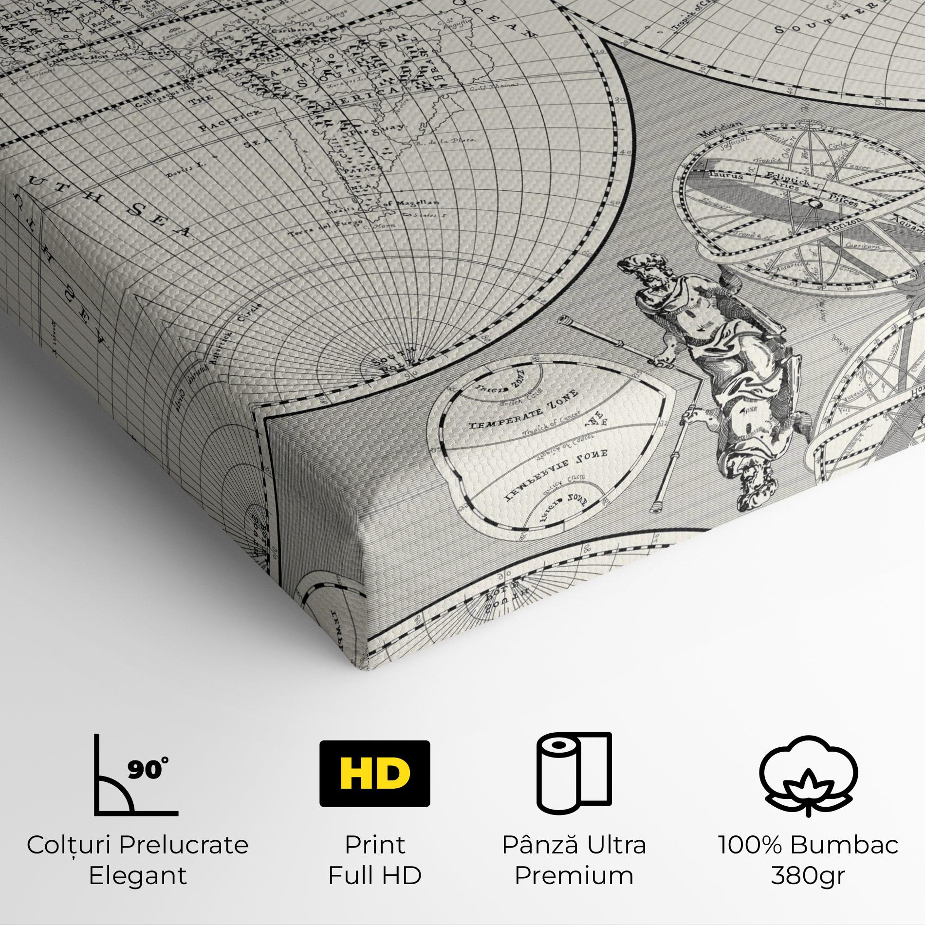 Tablou Canvas Black White Map mockup 4