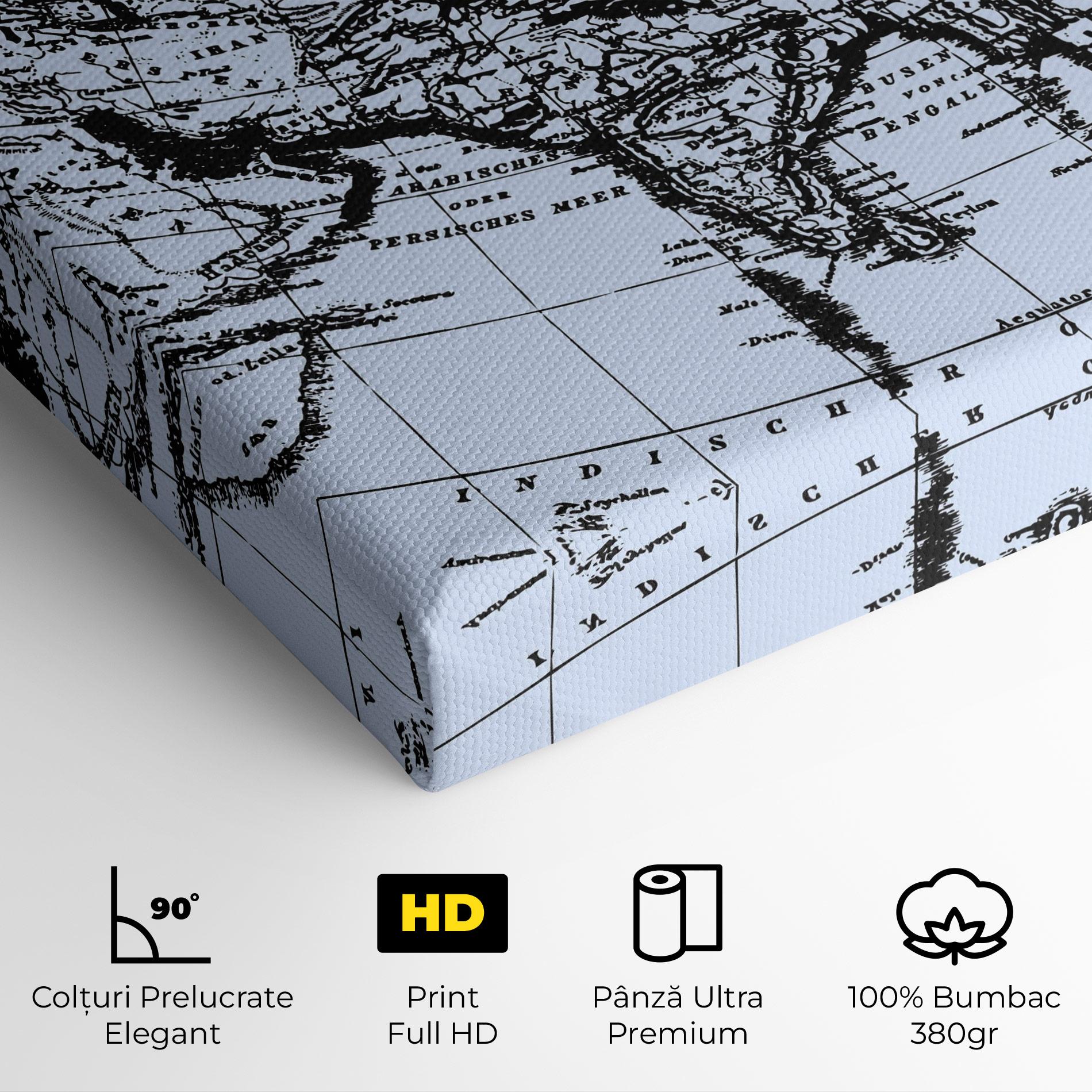 Tablou Canvas Blue Old Map mockup 4