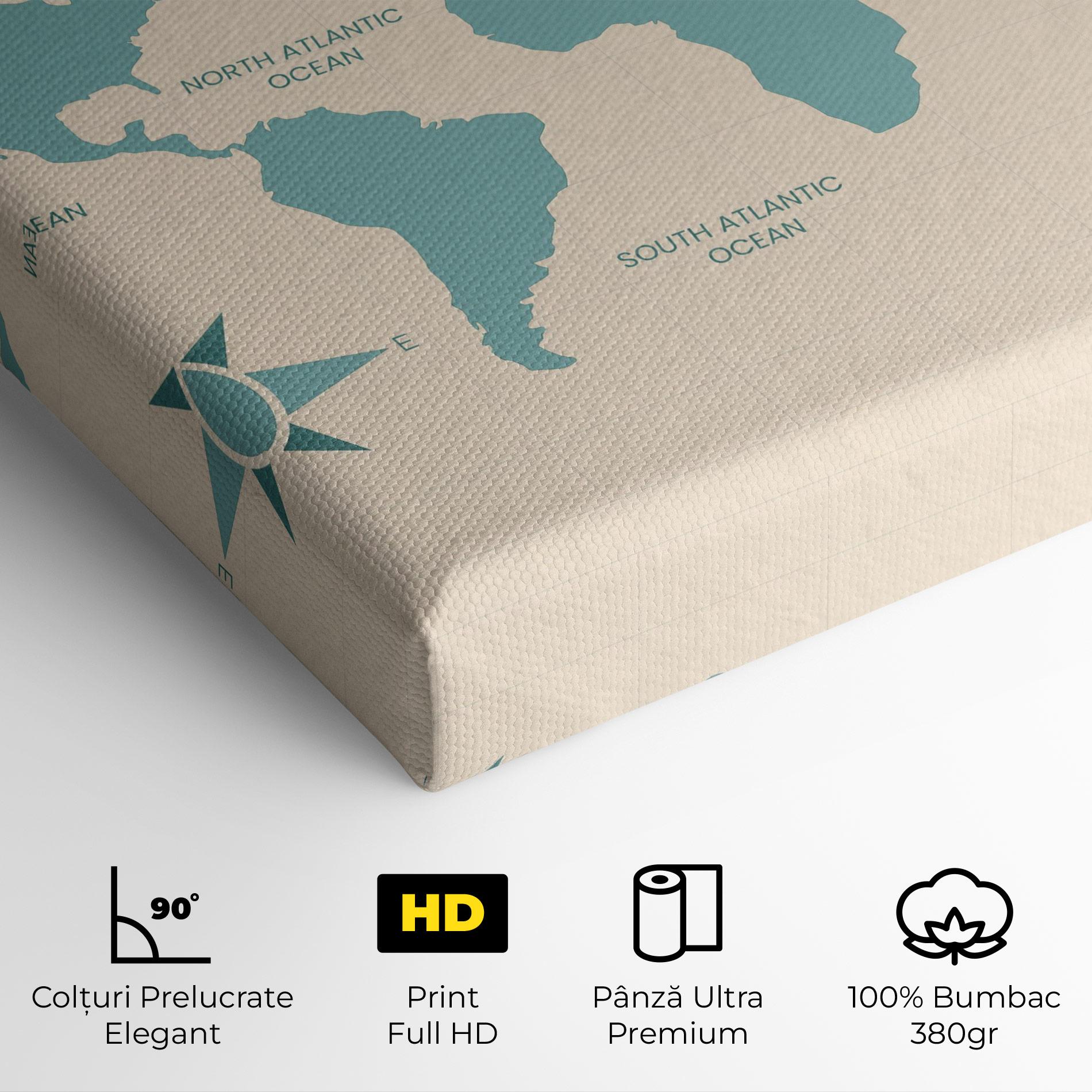 Tablou Canvas Cream Blue Map mockup 4