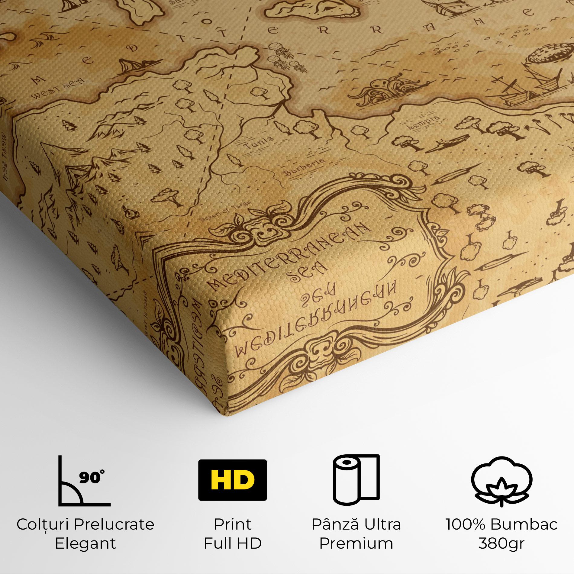 Tablou Canvas Cream Brown Map mockup 4