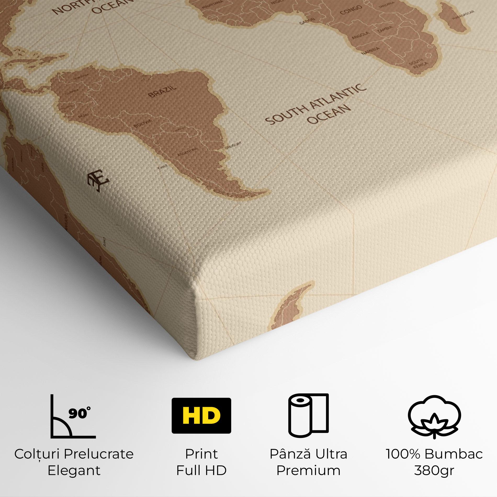 Tablou Canvas Cream Map Vintage mockup 4