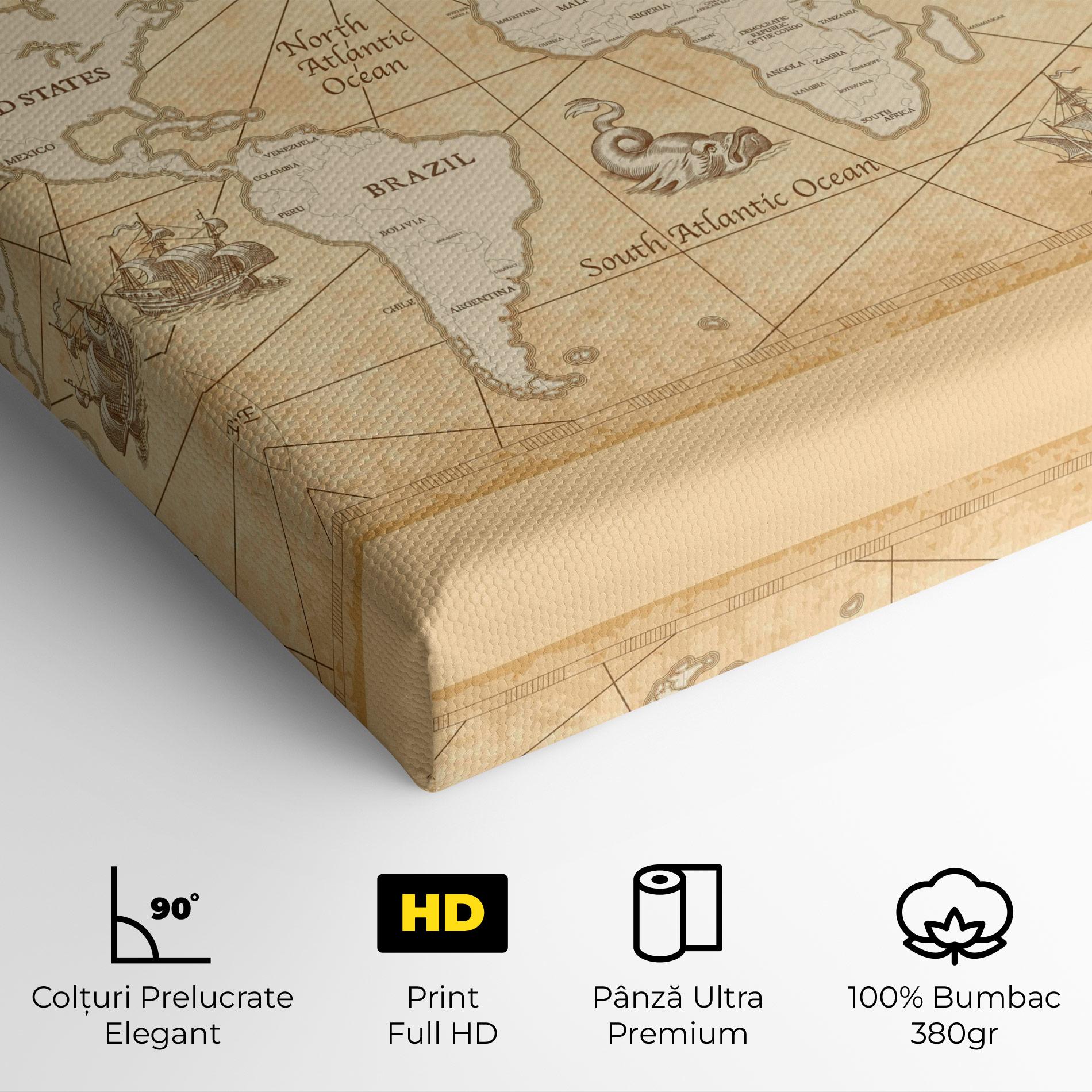 Tablou Canvas Cream Old Map mockup 4