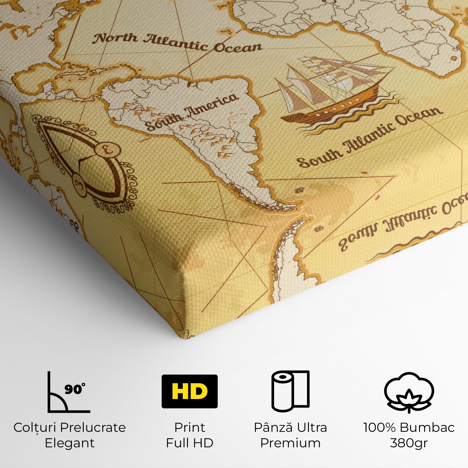 Tablou Canvas Gold Vintage Map mockup 4