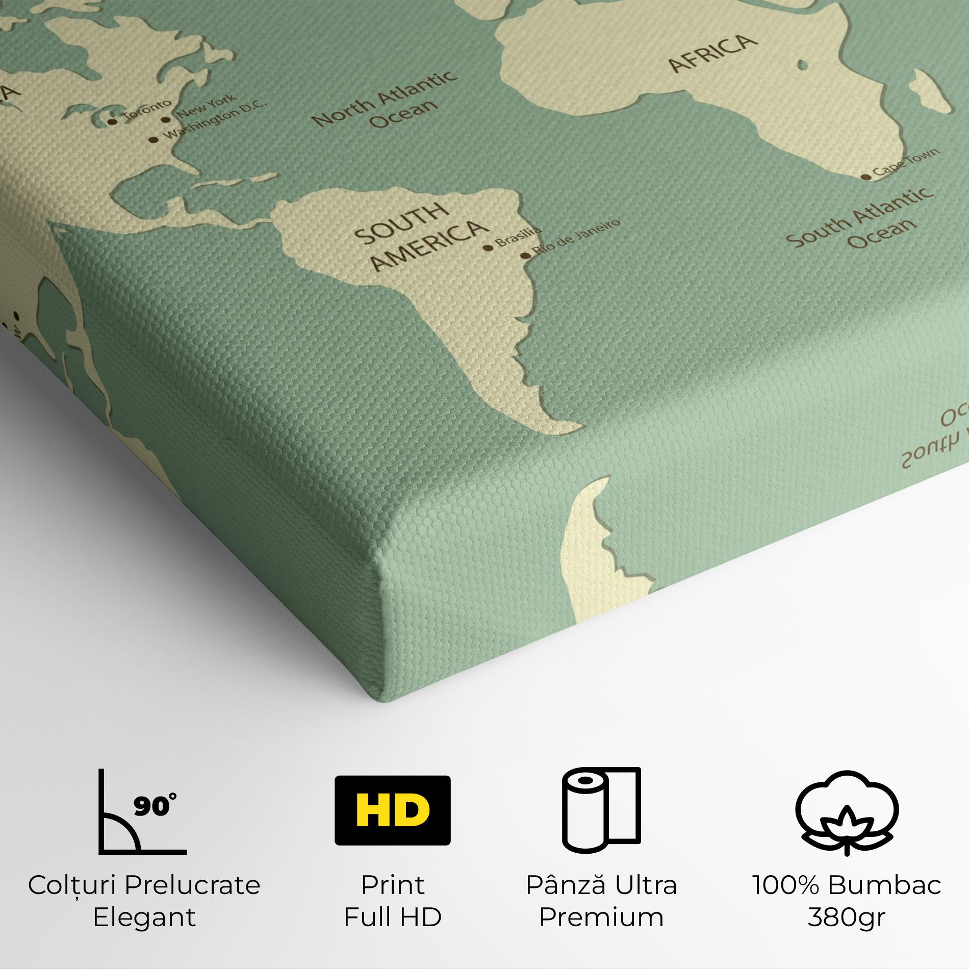 Tablou Canvas Green Cream Map mockup 4