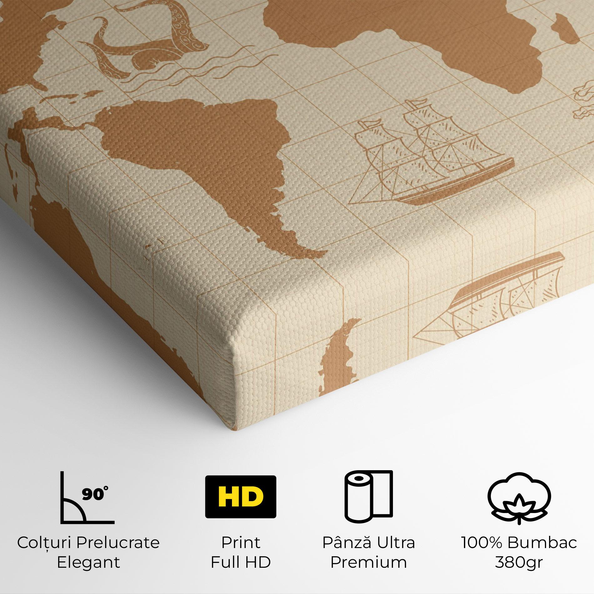 Tablou Canvas Light Cream Map mockup 4