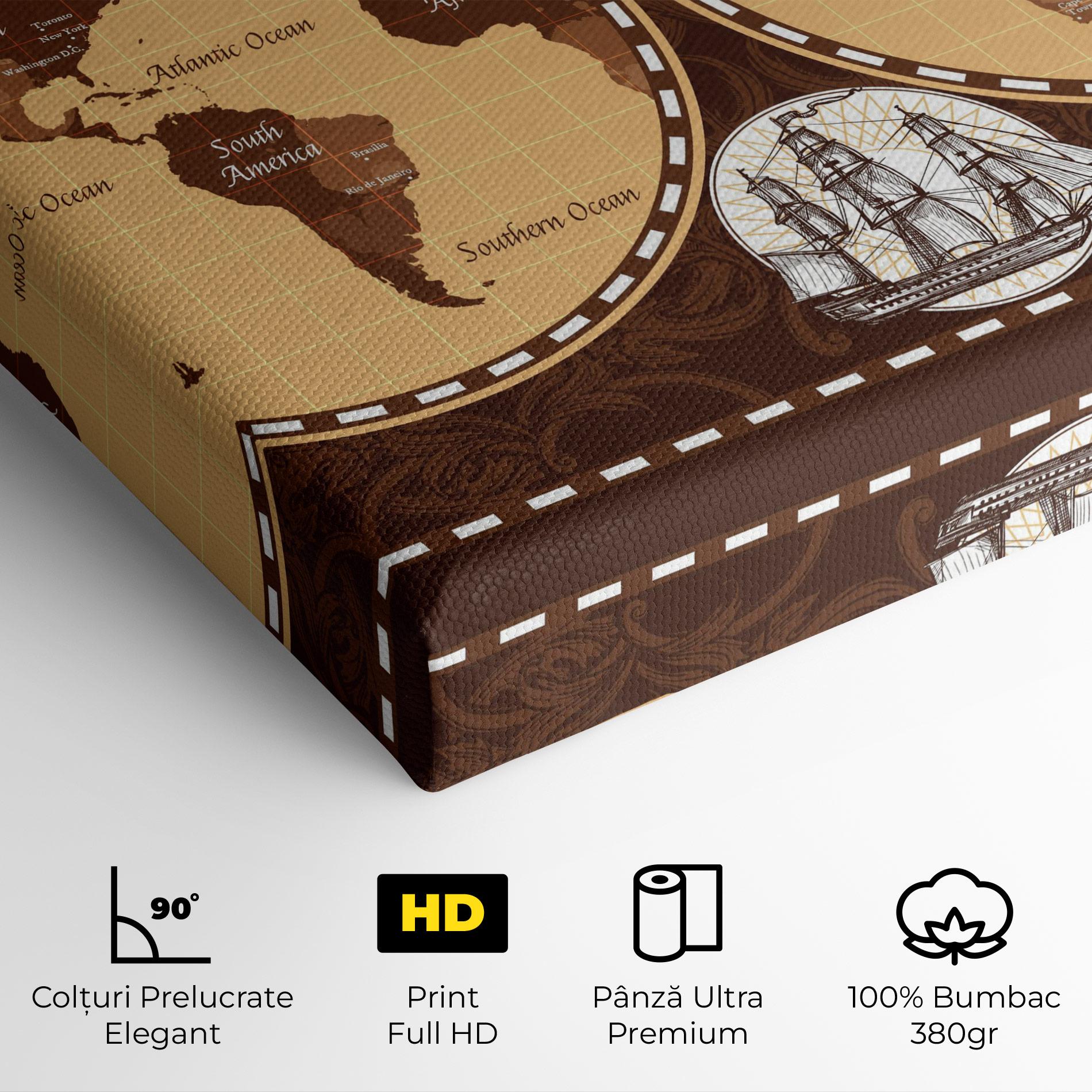 Tablou Canvas Old Brown Map mockup 4