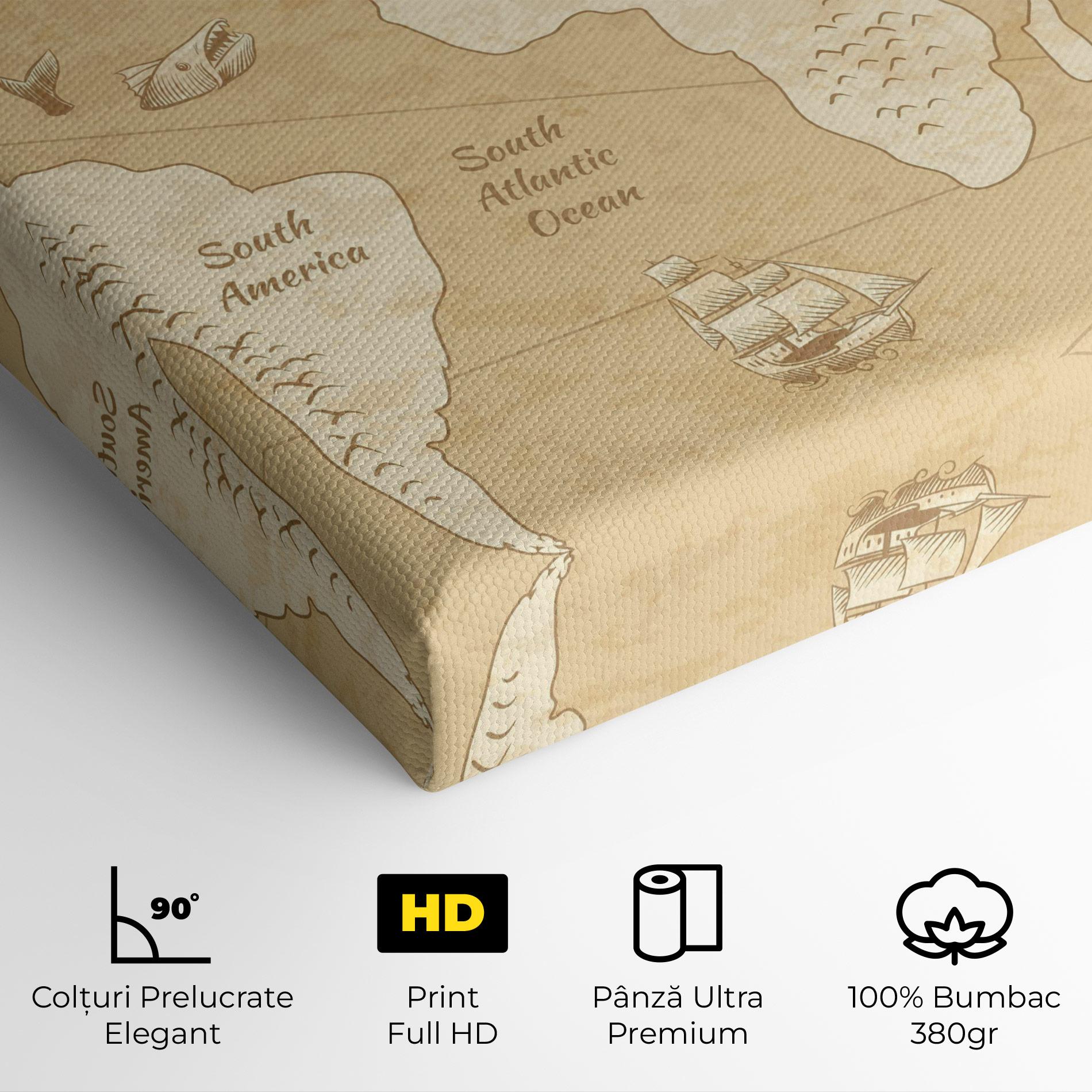 Tablou Canvas Old Continents Map mockup 4