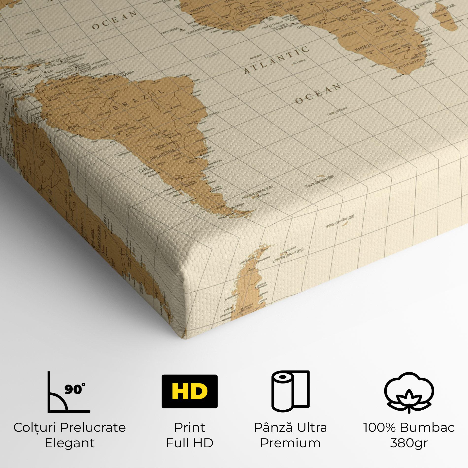 Tablou Canvas Old Map Cream mockup 4