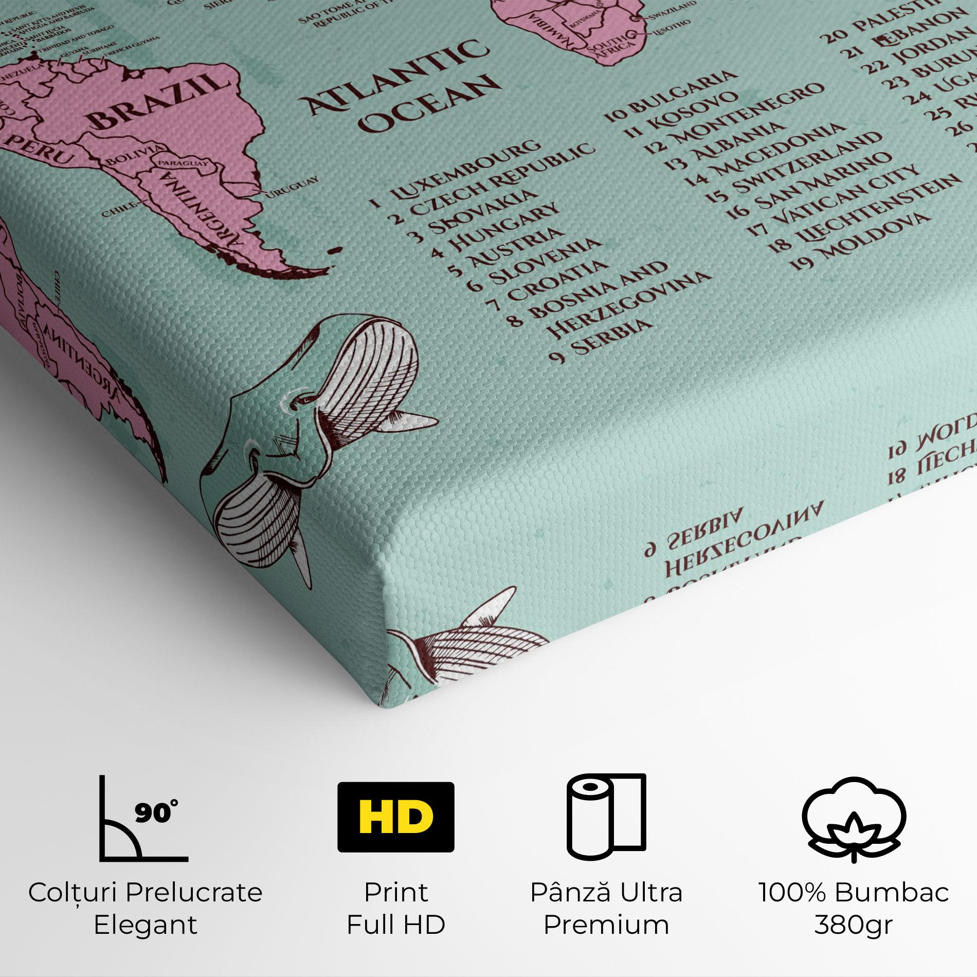 Tablou Canvas Pink Pirate Map mockup 4