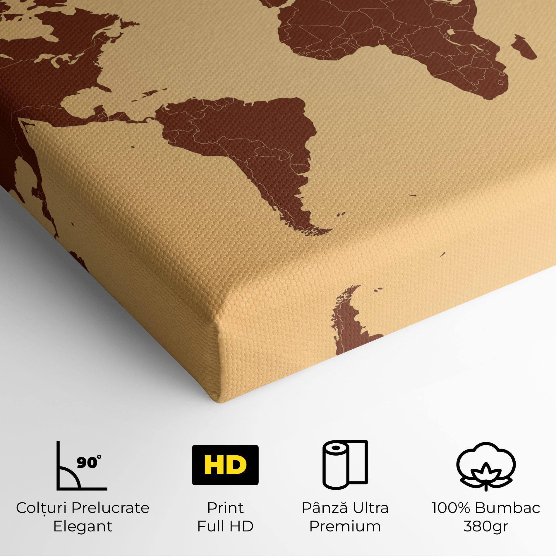 Tablou Canvas Vintage World Map mockup 4