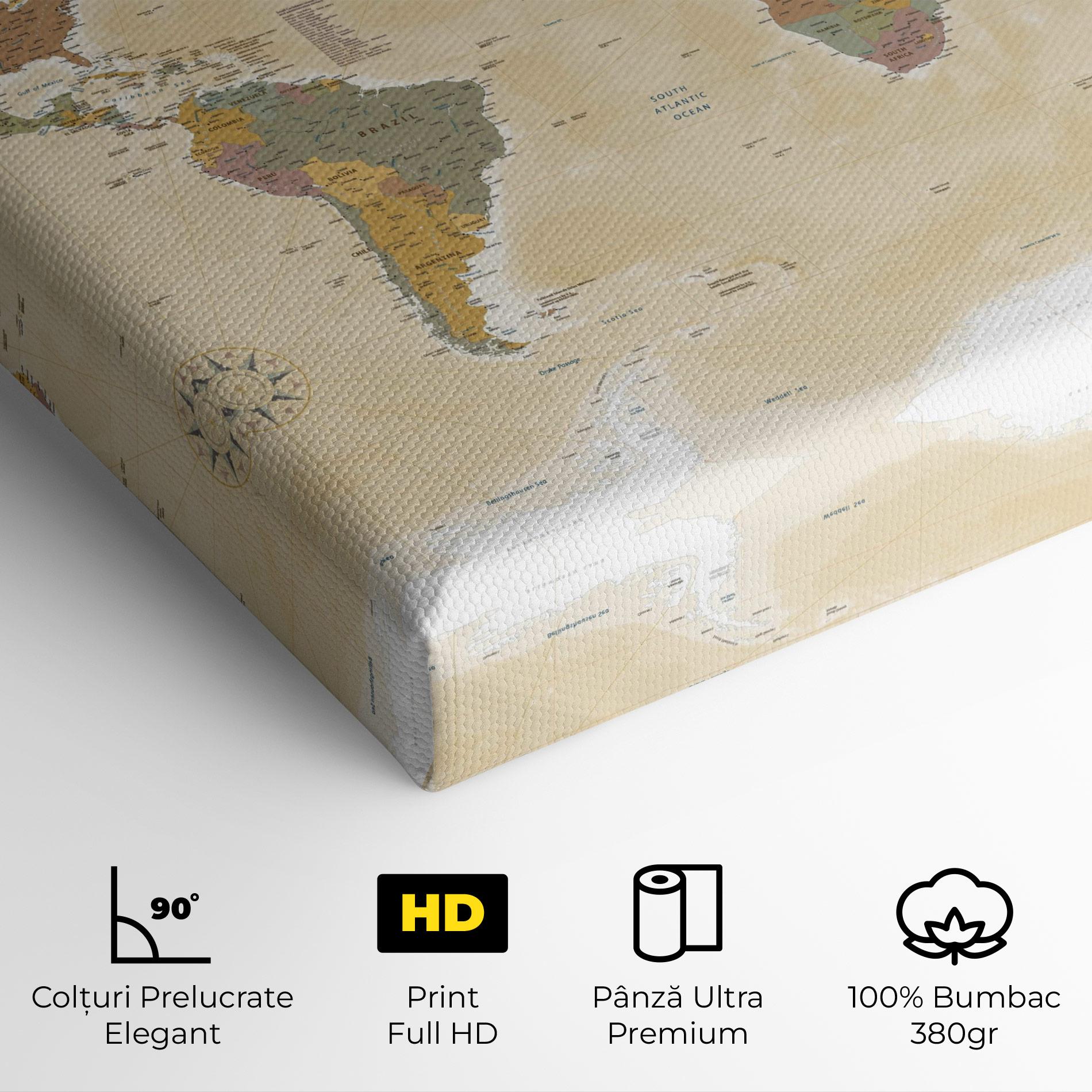 Tablou Canvas World Map Vintage mockup 4