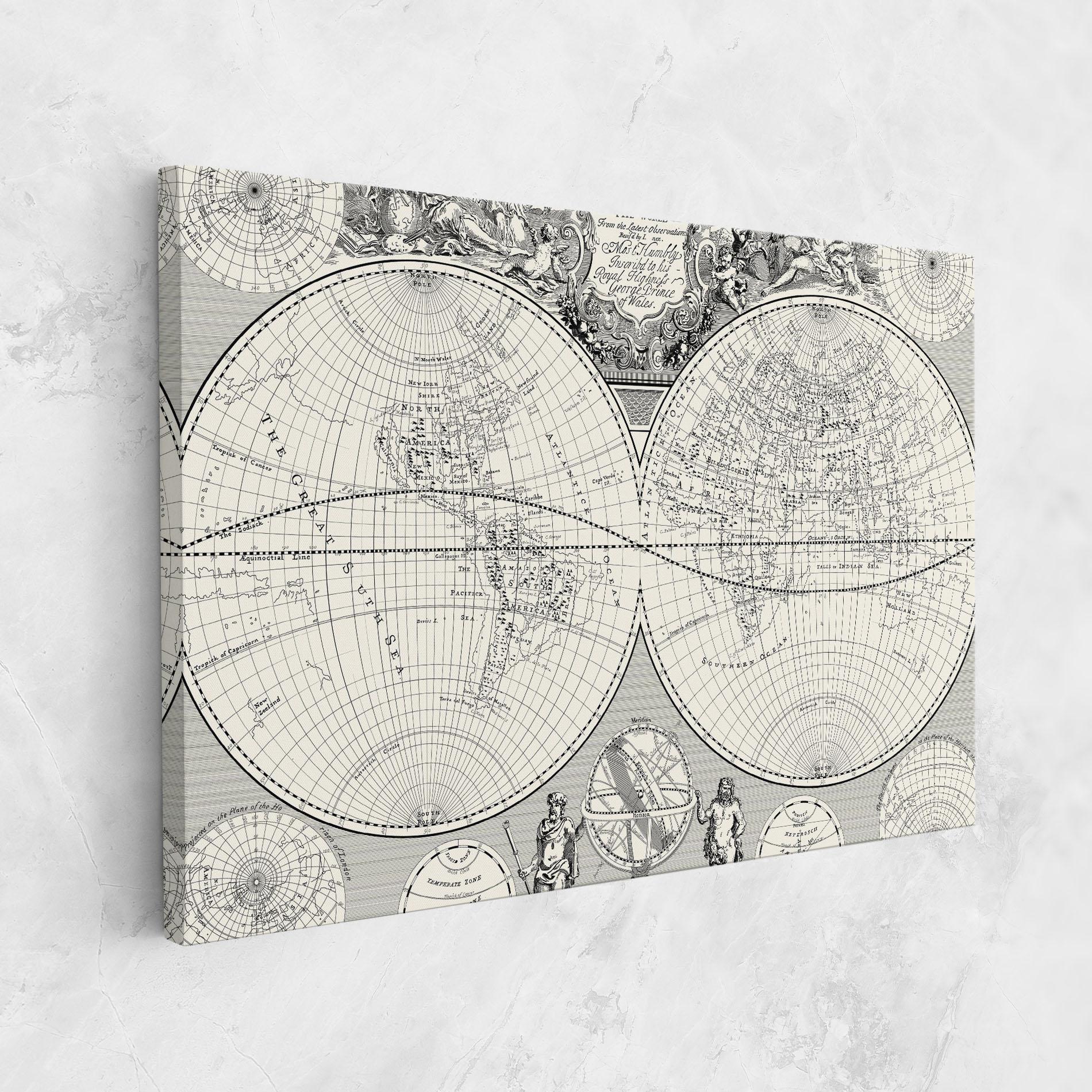 Tablou Canvas Black White Map mockup 1