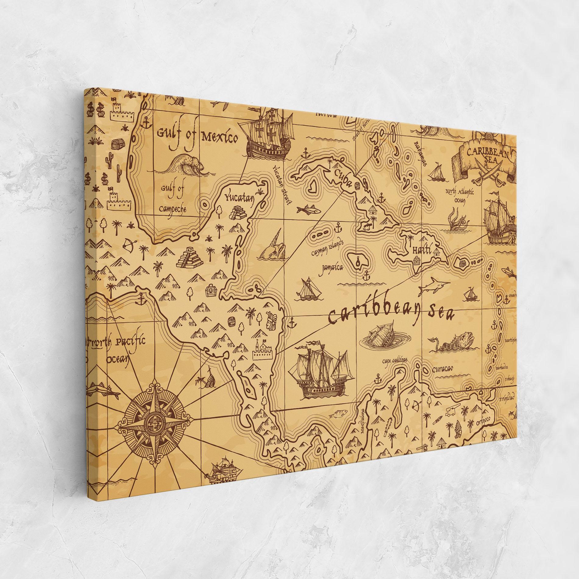 Tablou Canvas Caribbean Sea Map mockup 1