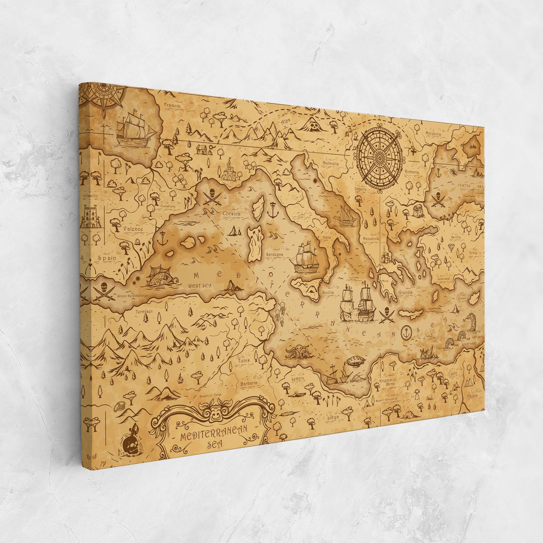 Tablou Canvas Cream Brown Map mockup 1