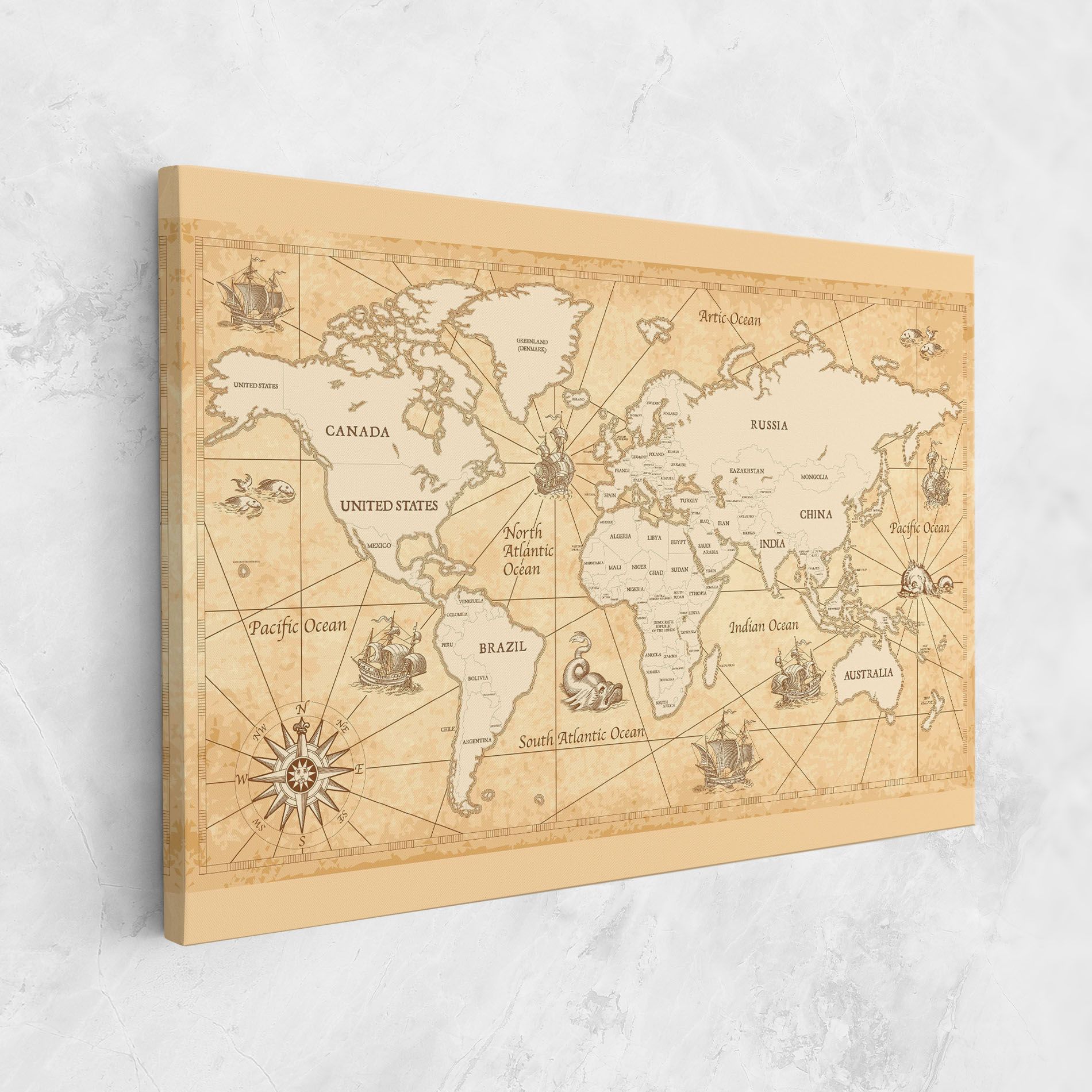 Cream Old Map mockup 1