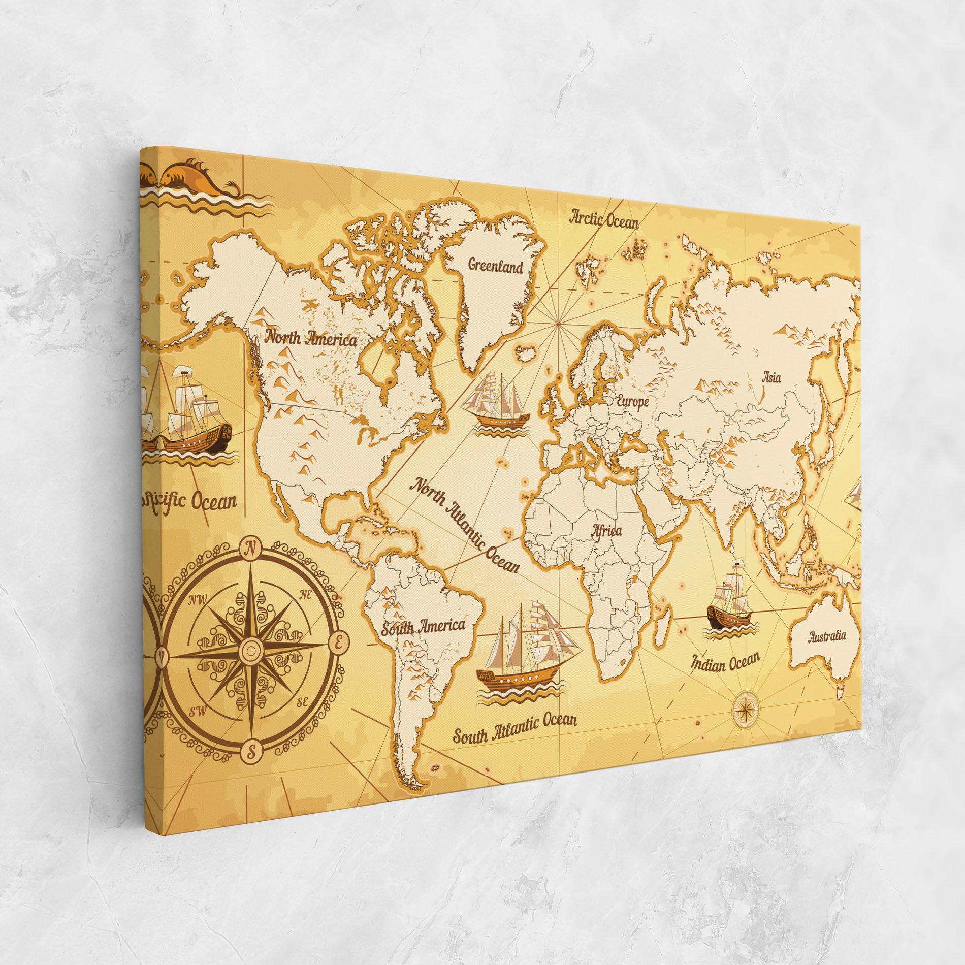 Tablou Canvas Gold Vintage Map mockup 1