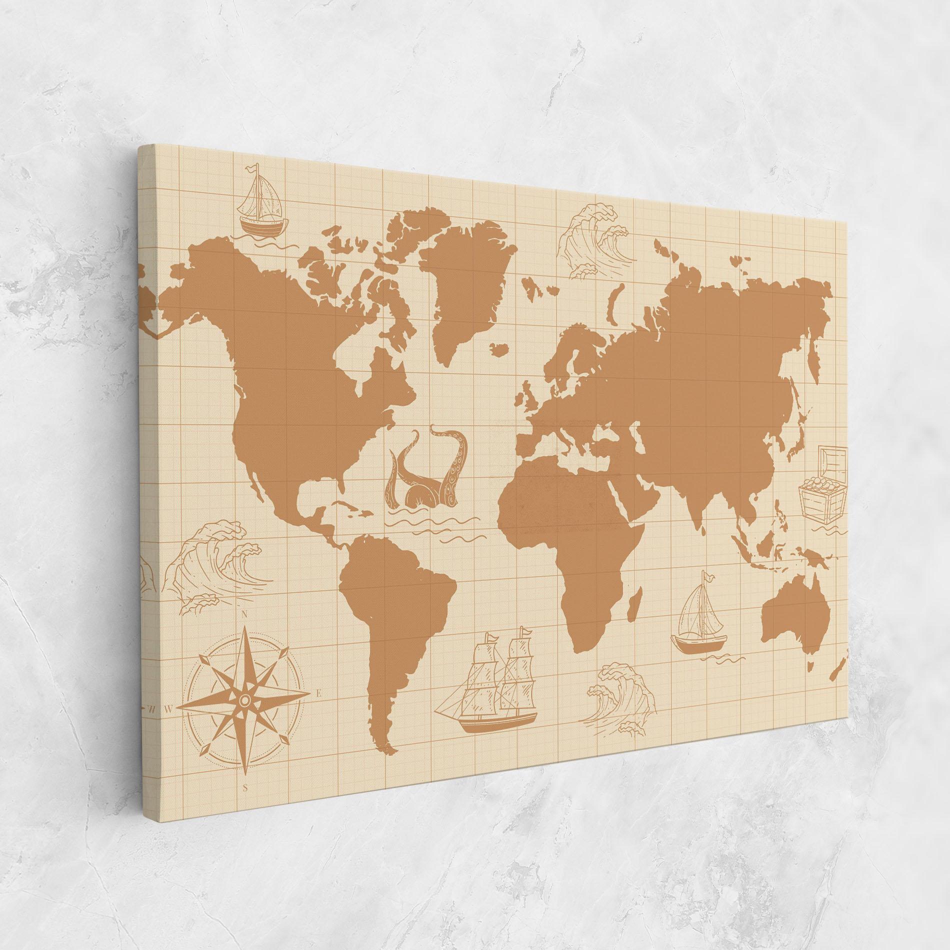 Tablou Canvas Light Cream Map mockup 1