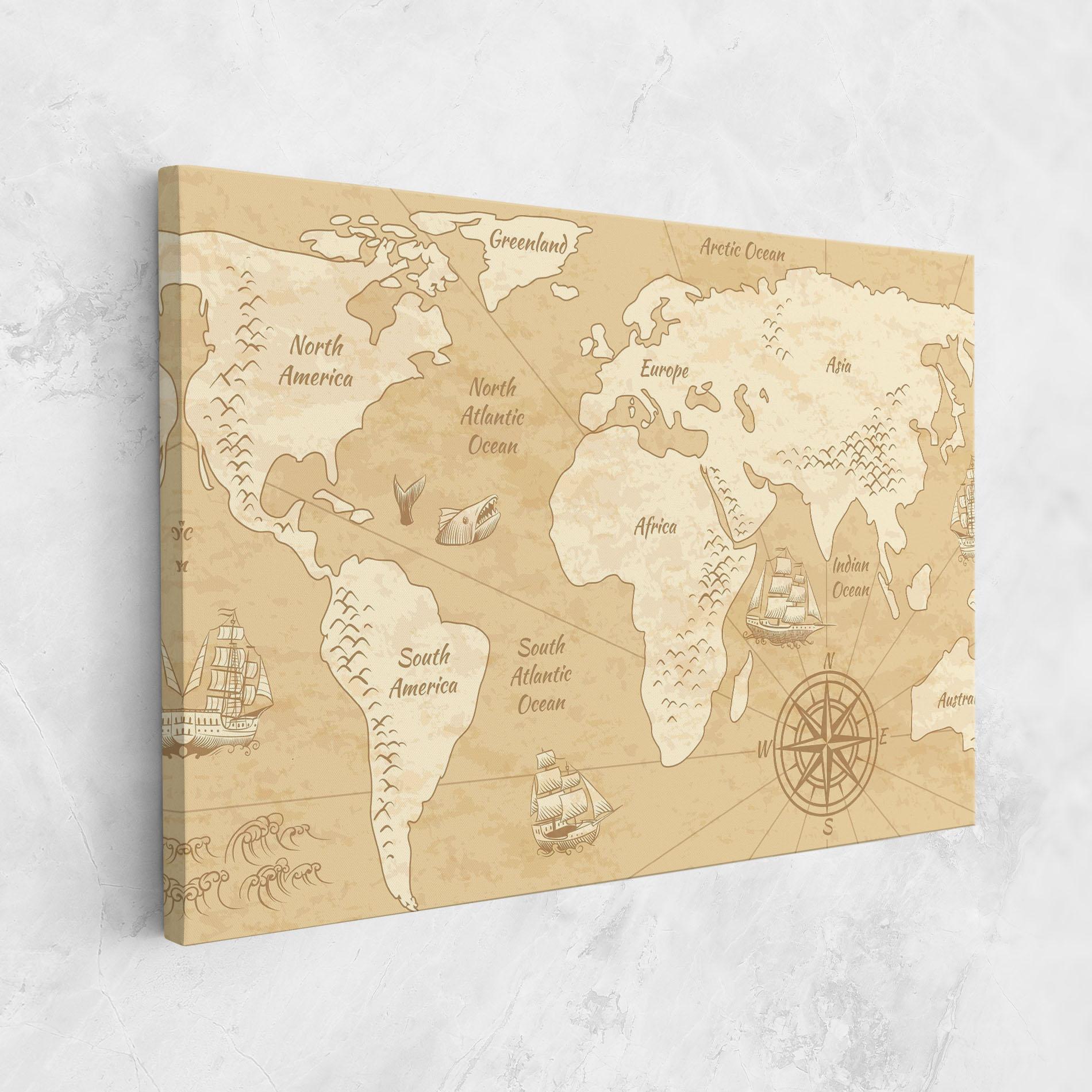 Tablou Canvas Old Continents Map mockup 1