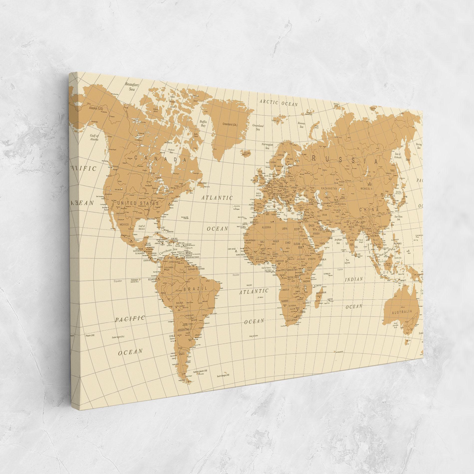 Tablou Canvas Old Map Cream mockup 1
