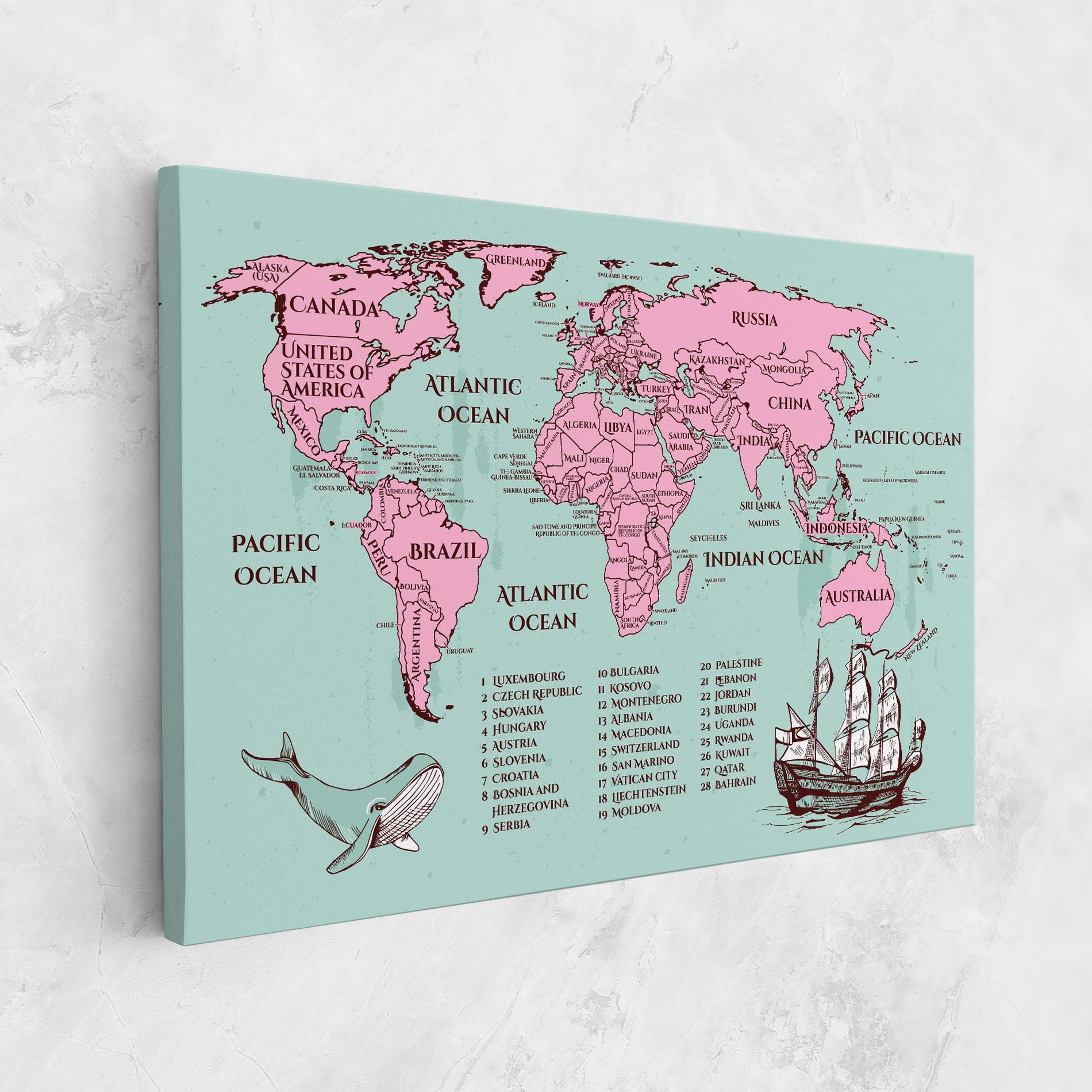 Tablou Canvas Pink Pirate Map mockup 1