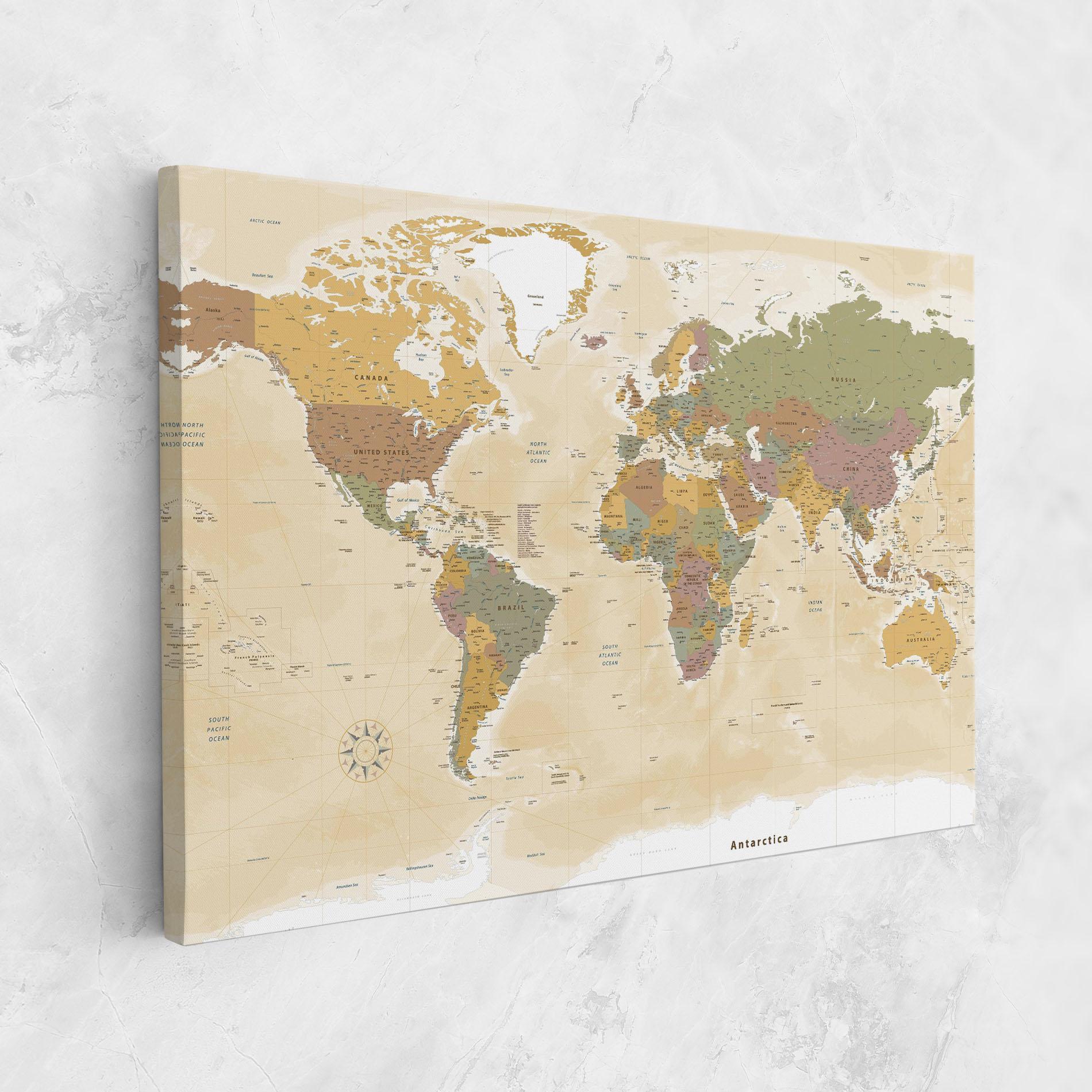 Tablou Canvas World Map Vintage mockup 1
