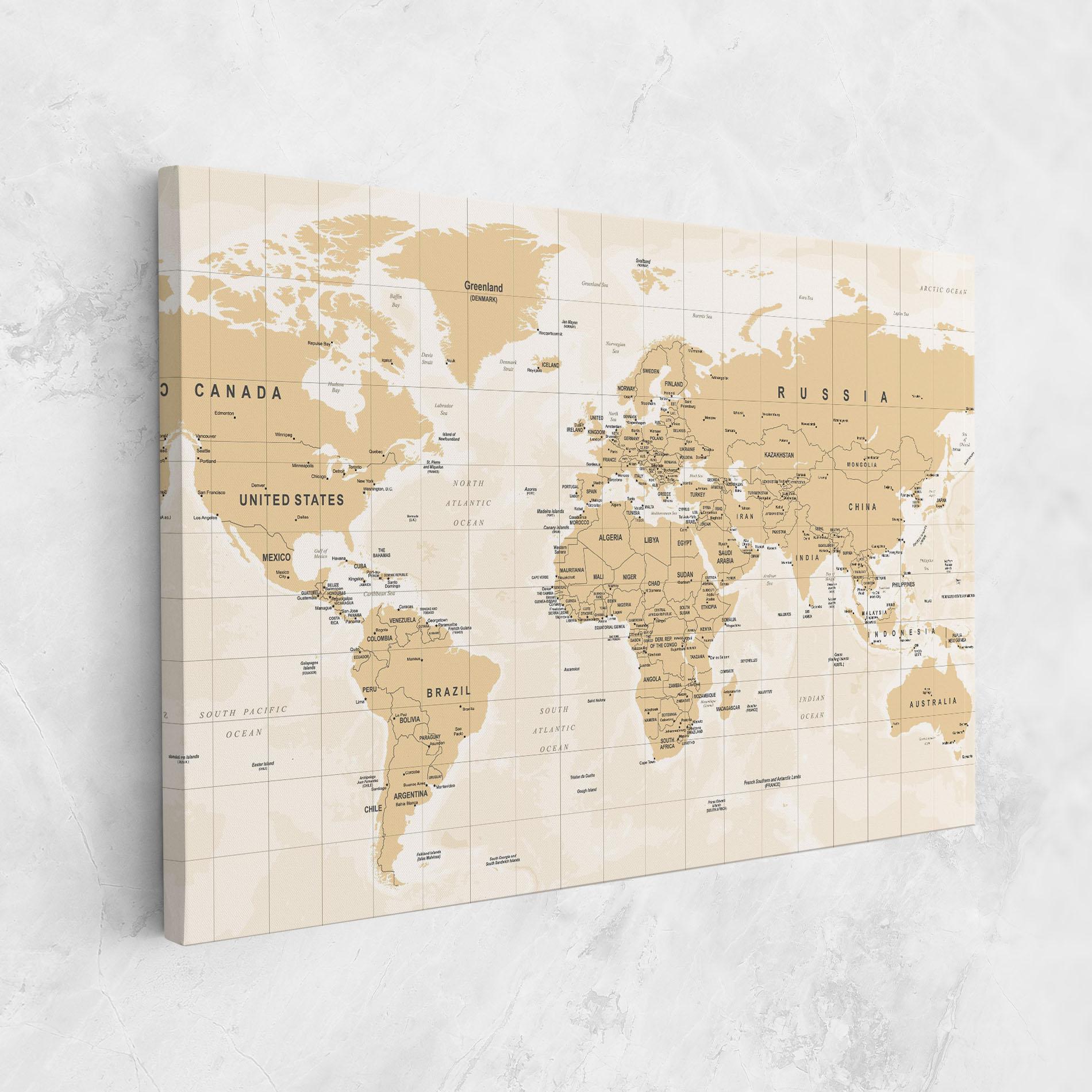 Tablou Canvas World Old Map mockup 1
