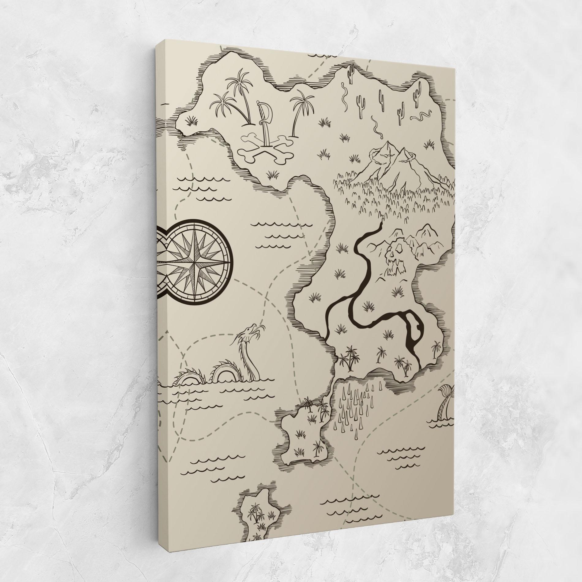 Tablou Canvas Cream Island Map mockup 1