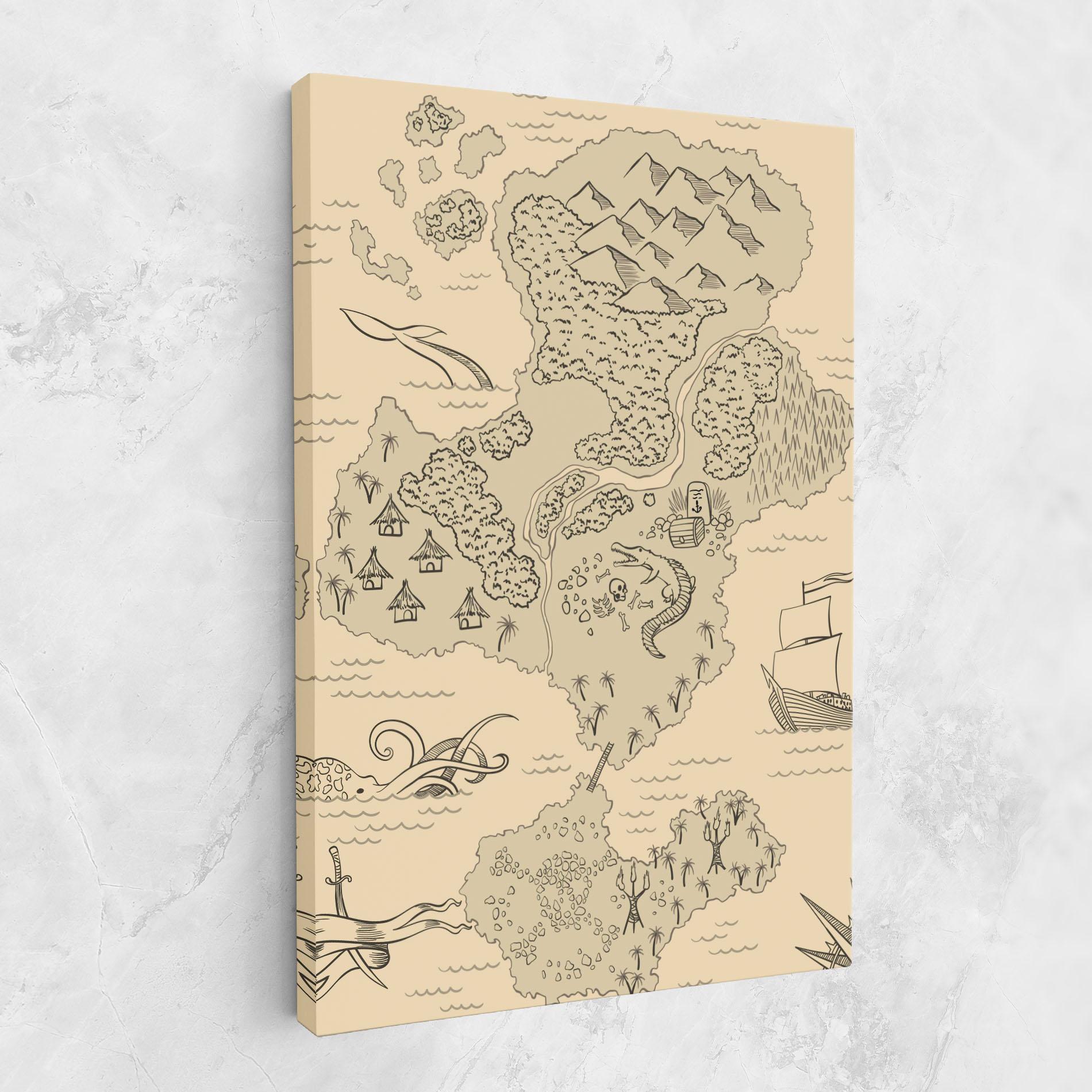 Tablou Canvas Island Old Map mockup 1