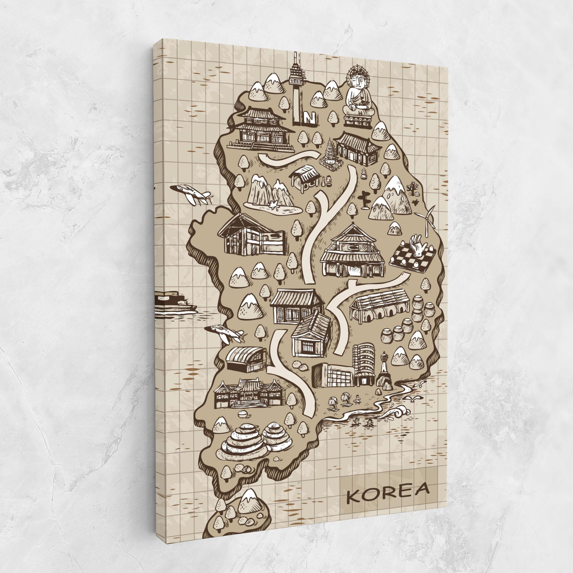 Tablou Canvas Old Korea Map mockup 1