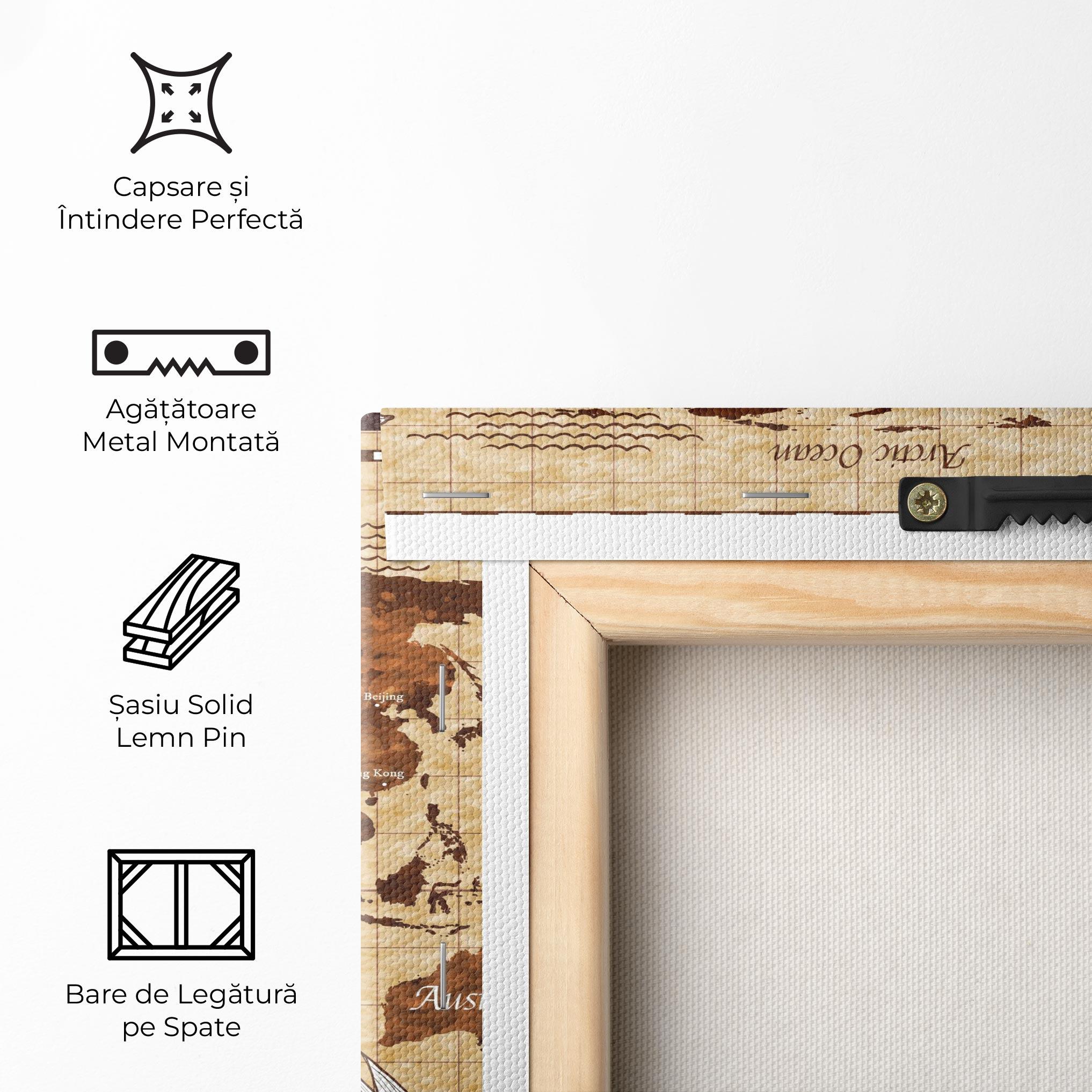 Tablou Canvas Brown Old Map mockup 5